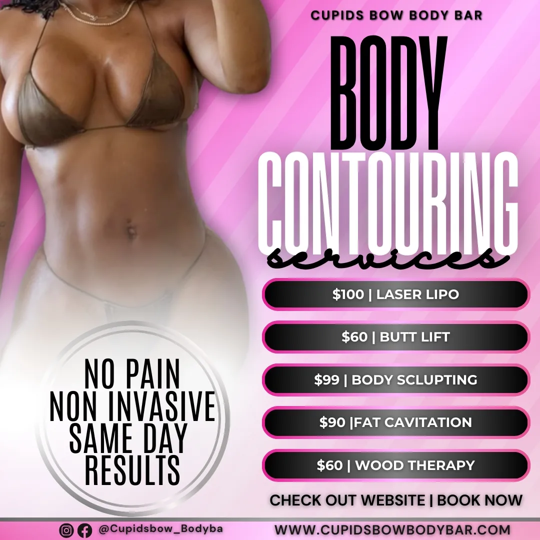 Cupid’s Bow Body Bar Facebook ad: No pain, non invasive and same day results.