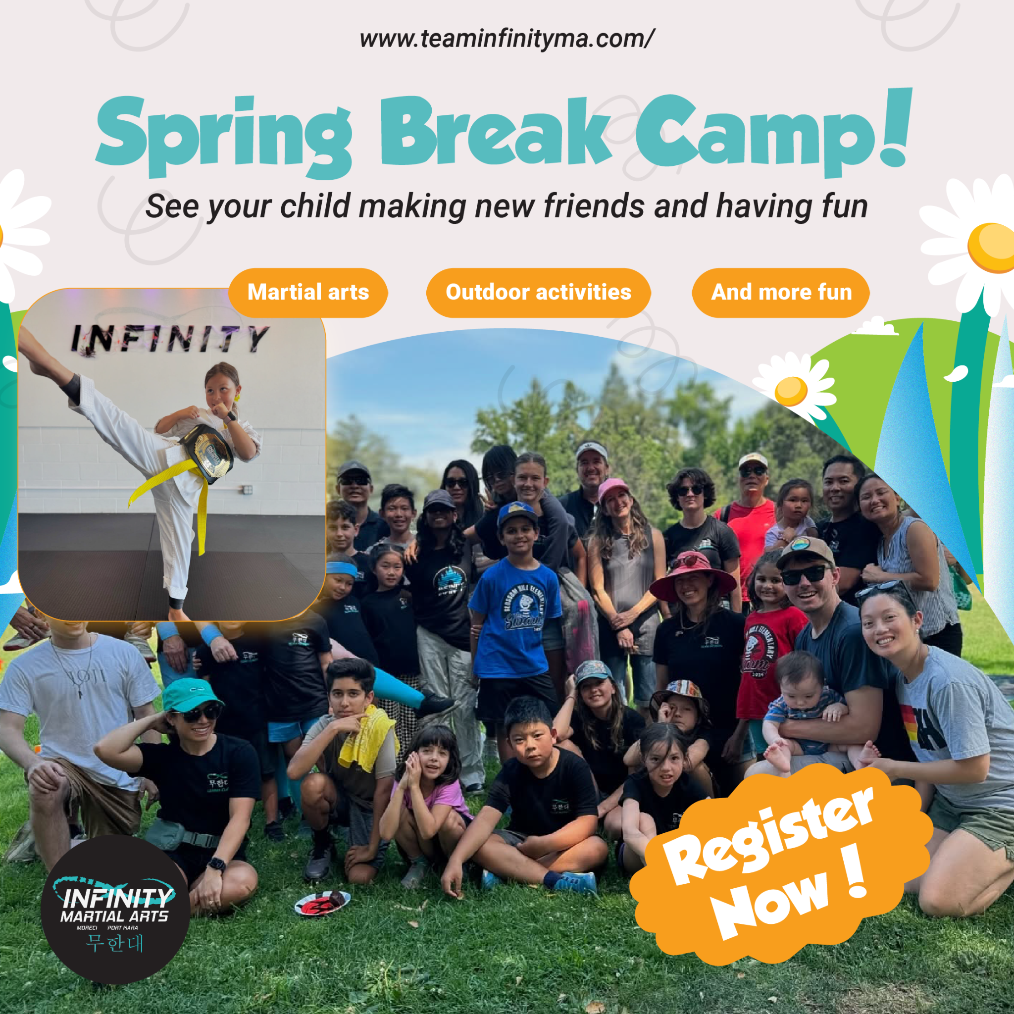 Infinity Martial Arts Facebook ad: Spring Break Camp 2026!