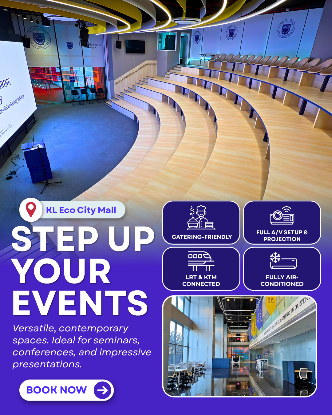 Xsolla Curine Academy Facebook ad: Premium Event Venue