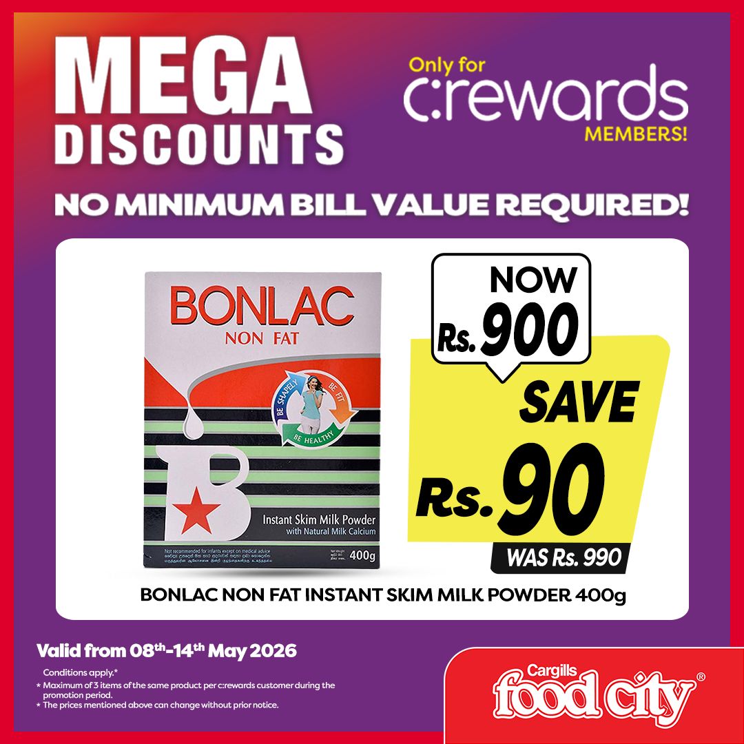 Cargills Food City Facebook ad: Enjoy mega discounts exclusively for c:rewards members!