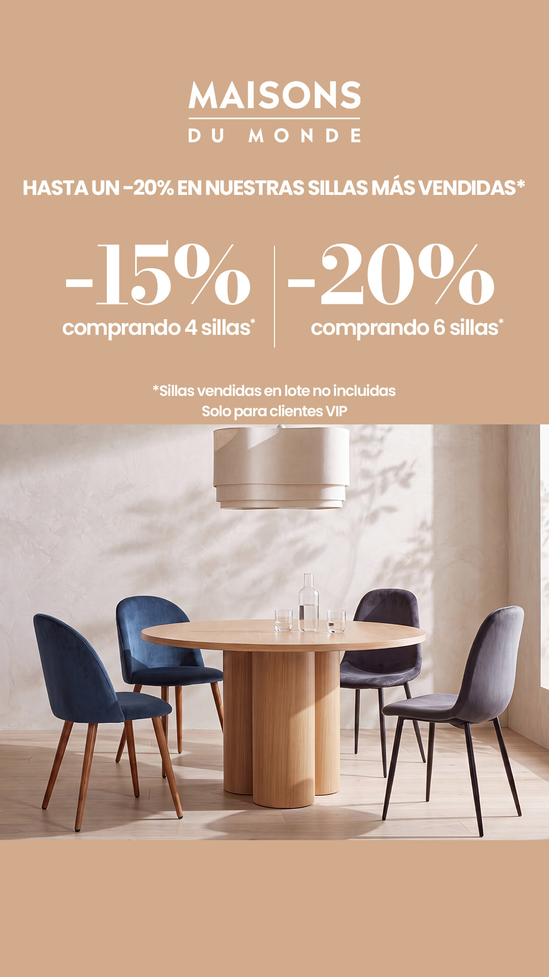 Maisons du Monde Facebook ad: Hasta un -20% en nuestras sillas más vendidas*