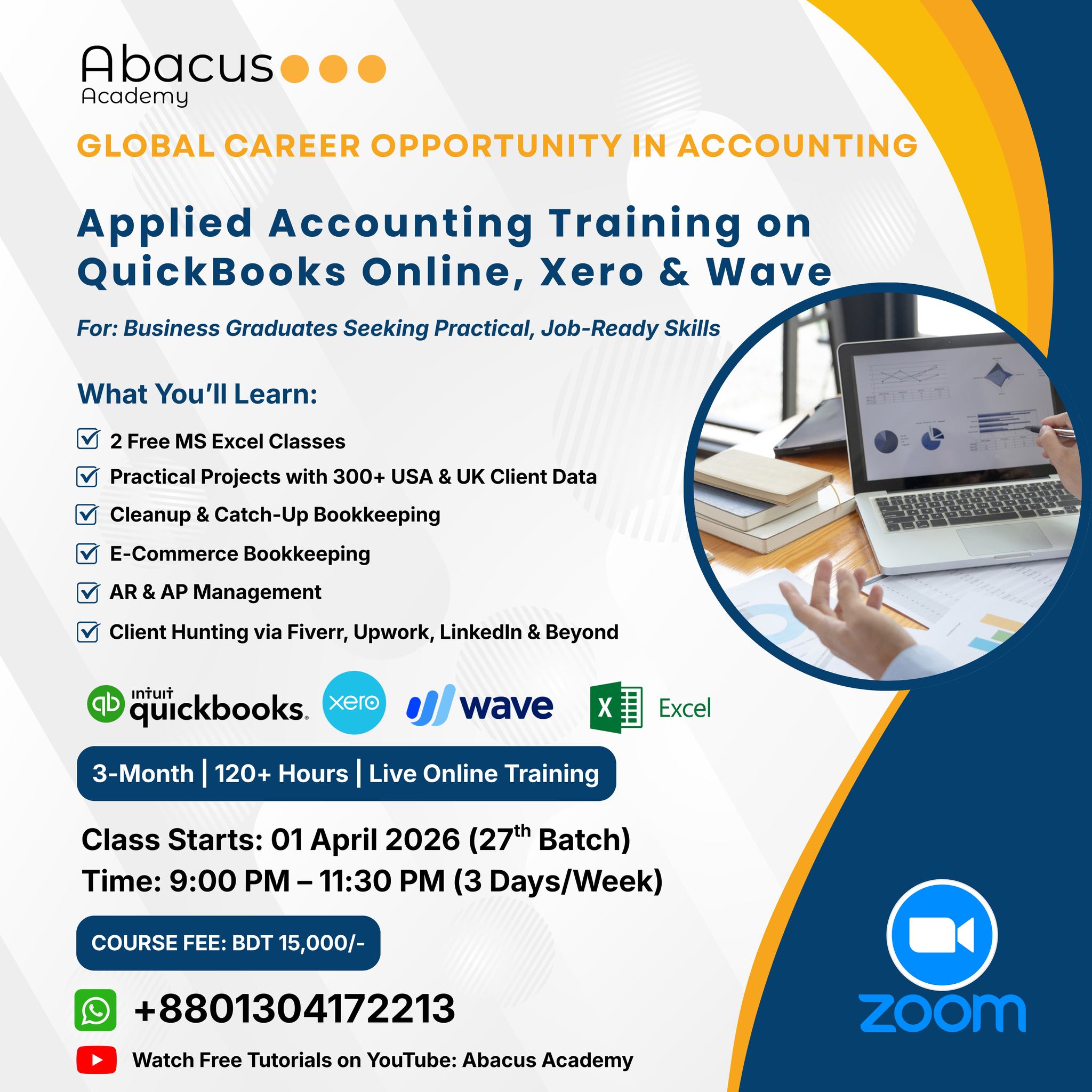 Abacus Academy Facebook ad: Accounting & Finance পেশাজীবী এবং Business Studies…