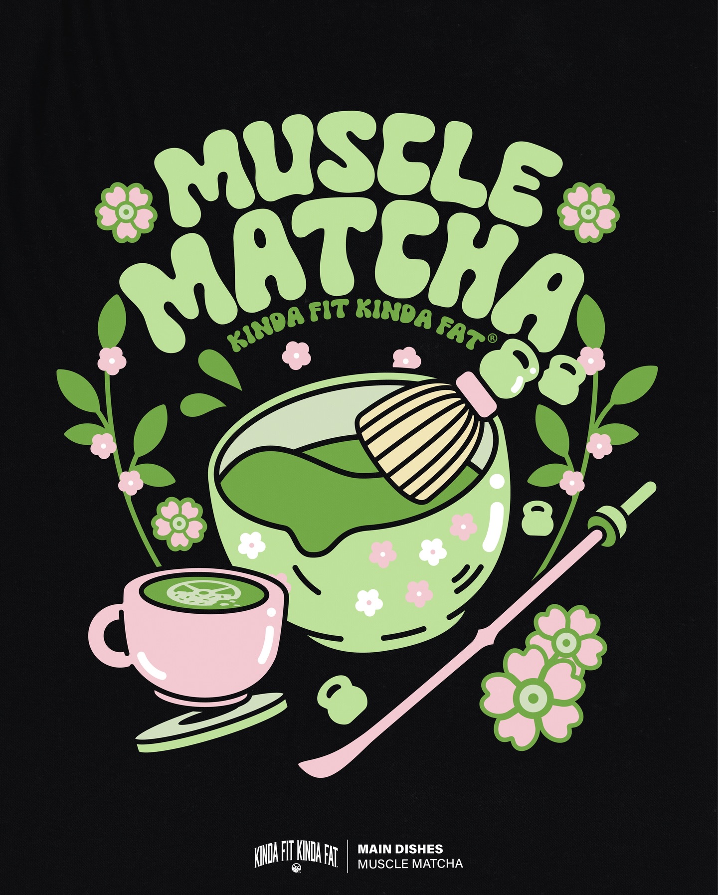 Kinda Fit Kinda Fat Apparel Facebook ad: Fuel your lifts with Muscle Matcha!