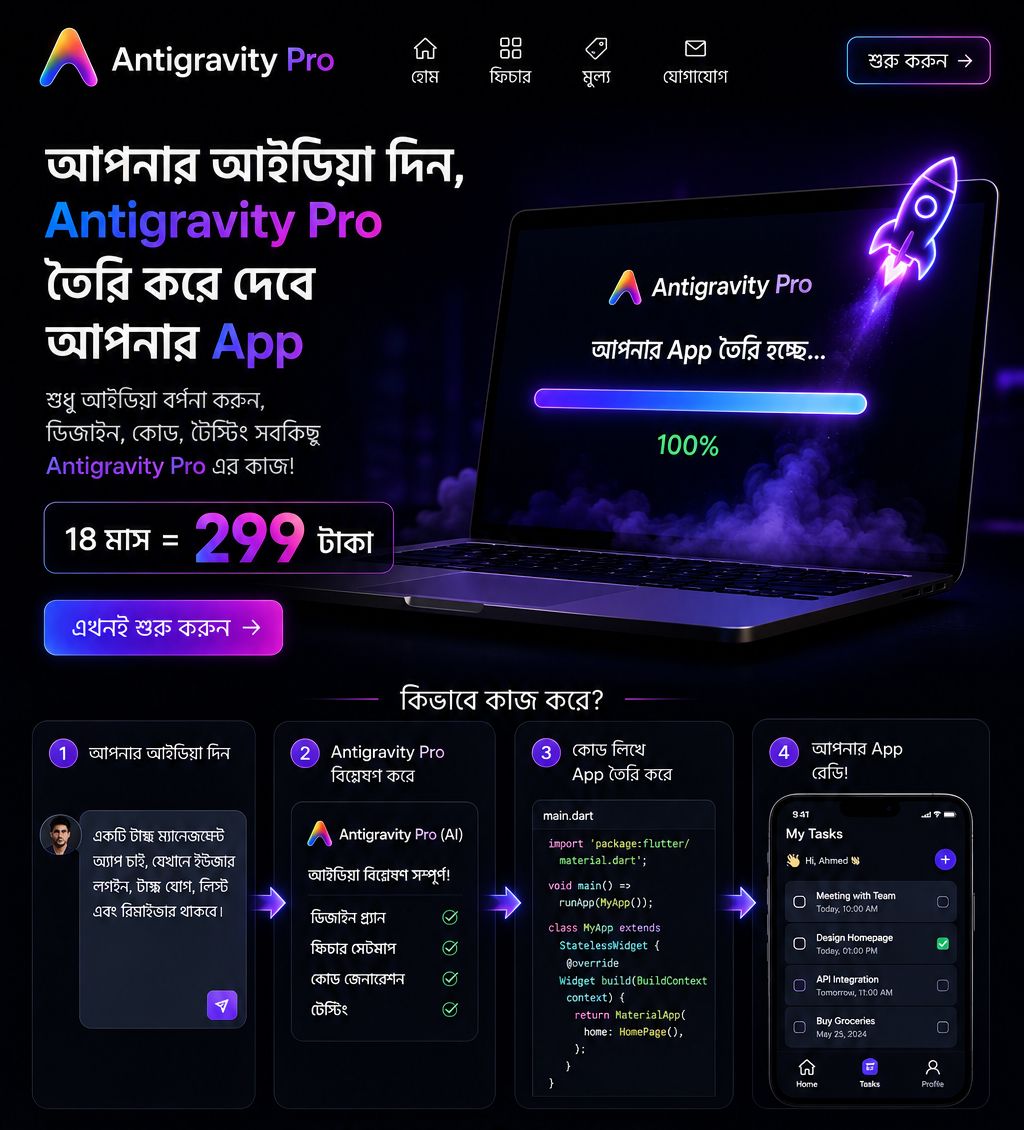 Officialtoolstore Facebook ad: AI দিয়ে App বানান মিনিটেই!