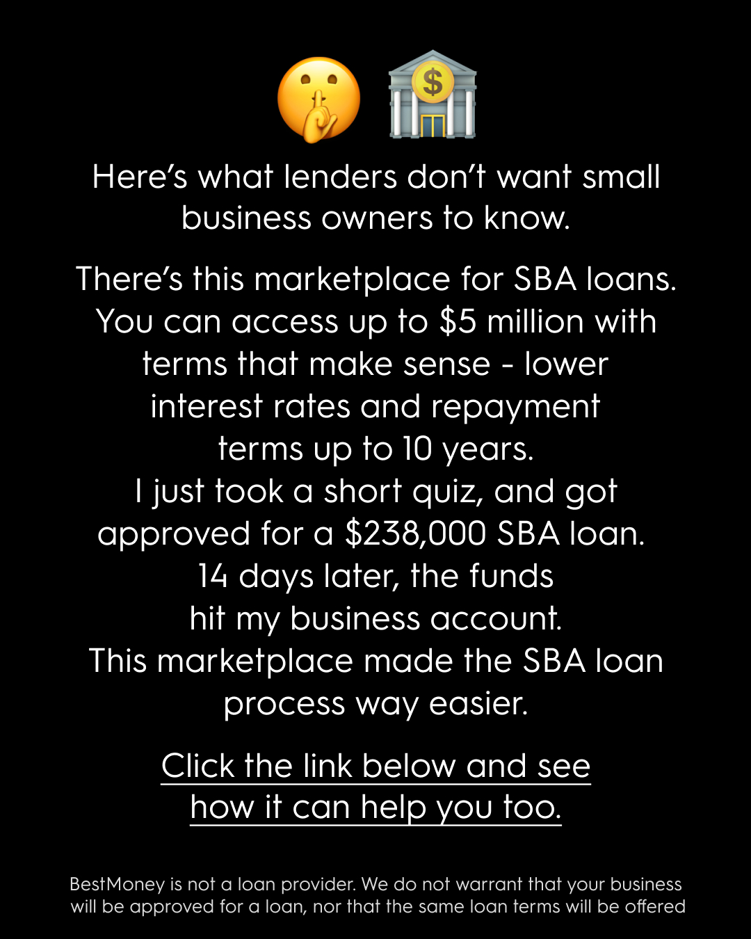 BestMoney.com - Business Loans Facebook ad