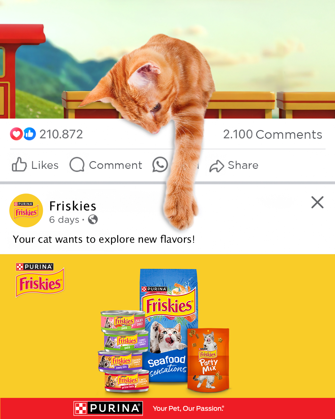 Friskies Trinidad & Tobago Facebook ad: Variety of delicious flavors