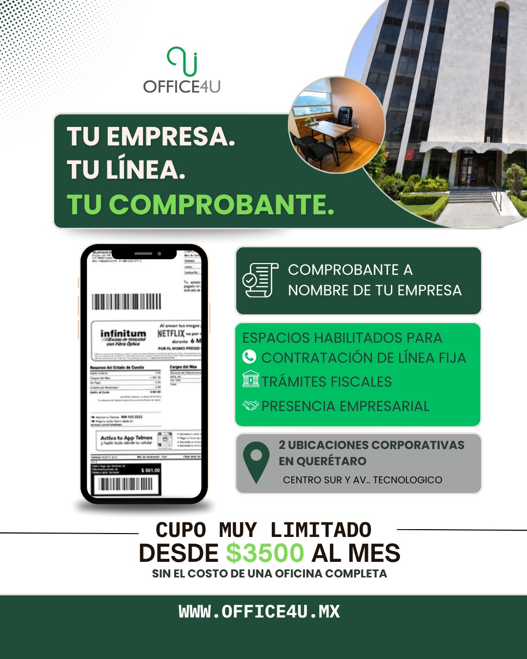 Office 4U- Centro de Negocios Facebook ad: Hoy ya no basta un contrato virtual.