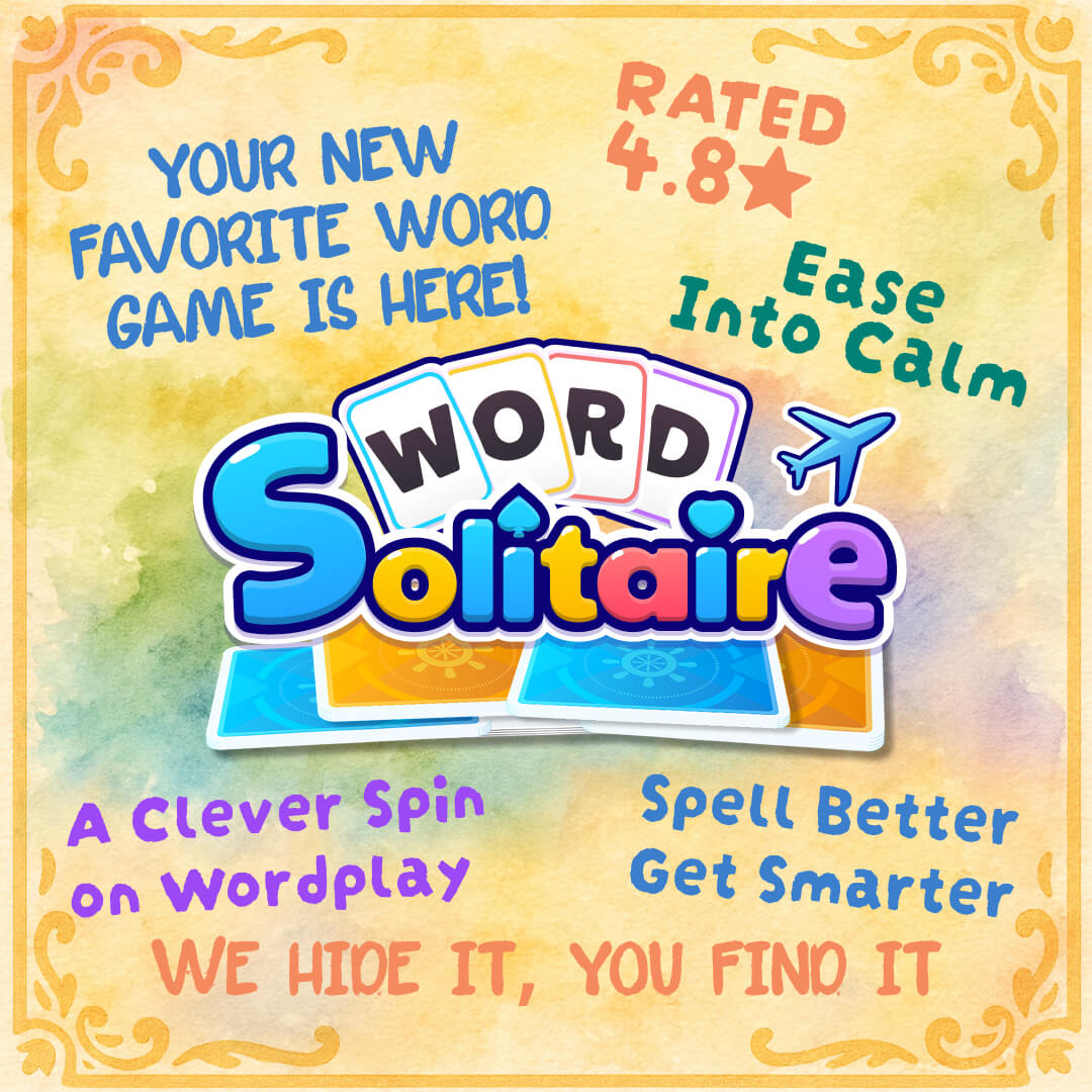 Word Solitaire Facebook ad: New Word Puzzle Game For Free
