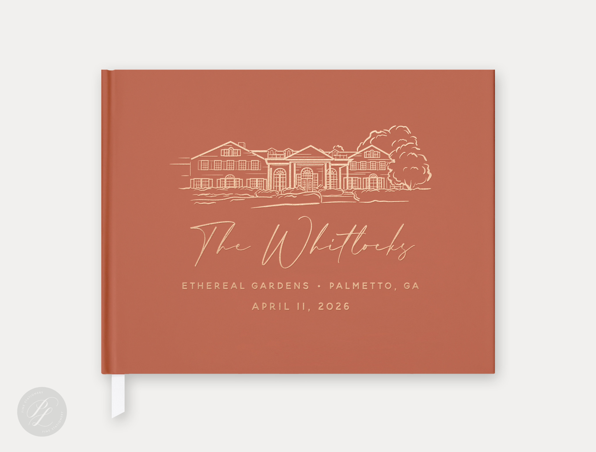 Paperlux Fine Stationery Facebook ad: Custom Wedding Guest Books, Return Address Stamps, and…