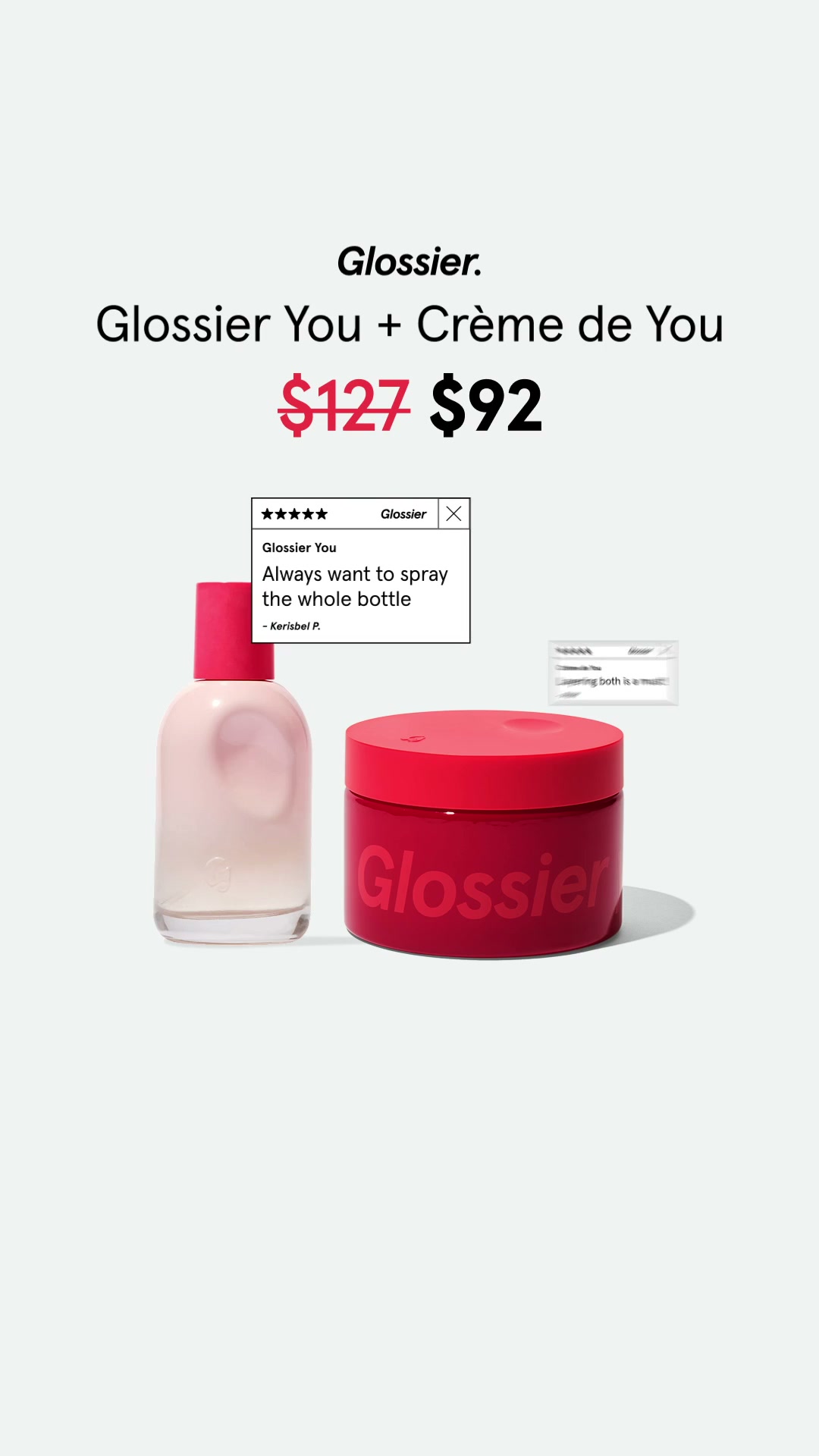 Glossier Facebook ad: Save on Glossier You, two ways