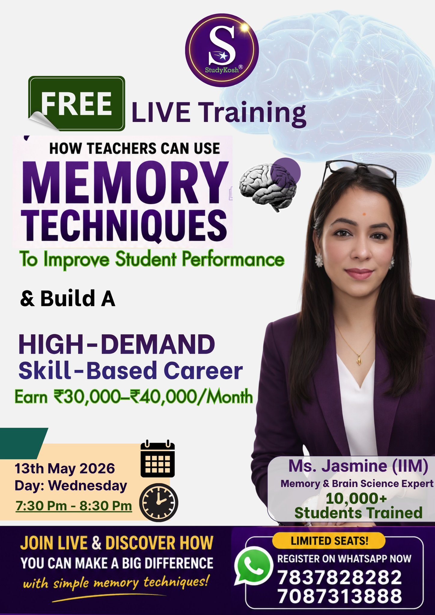 StudyKosh Facebook ad: Free LIVE Training for Teachers that How they…