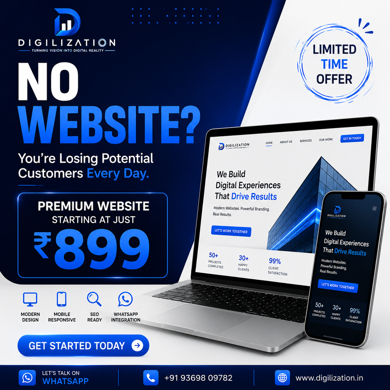 Digilization Facebook ad: Premium Business Website Starting at ₹899