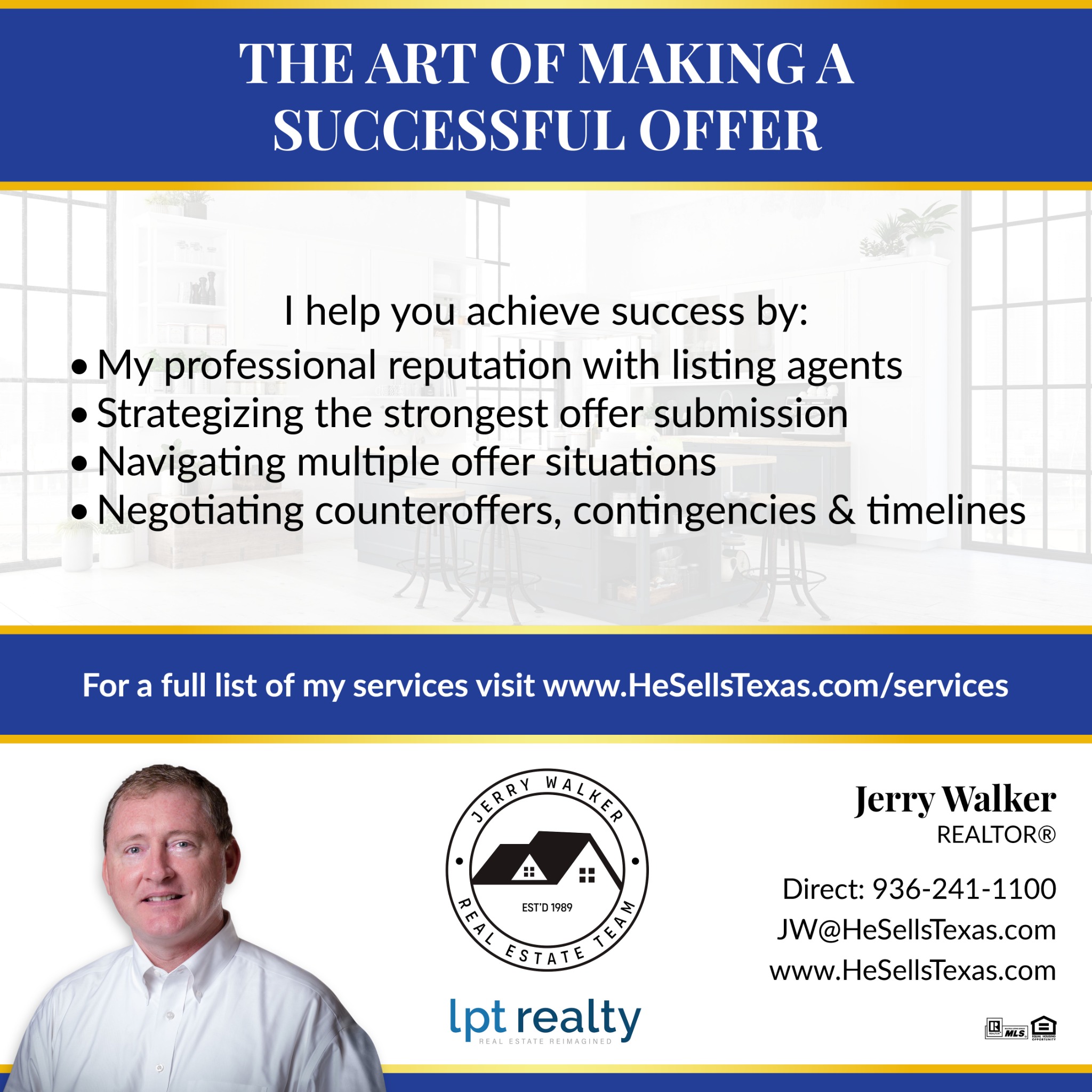 Jerry Walker Team - LPT Realty Facebook ad: Message or Call (936) 241-1100