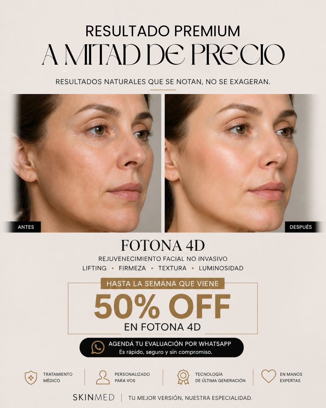 Skin Med Facebook ad: Escribinos y descubrí si Fotona 4D es para vos