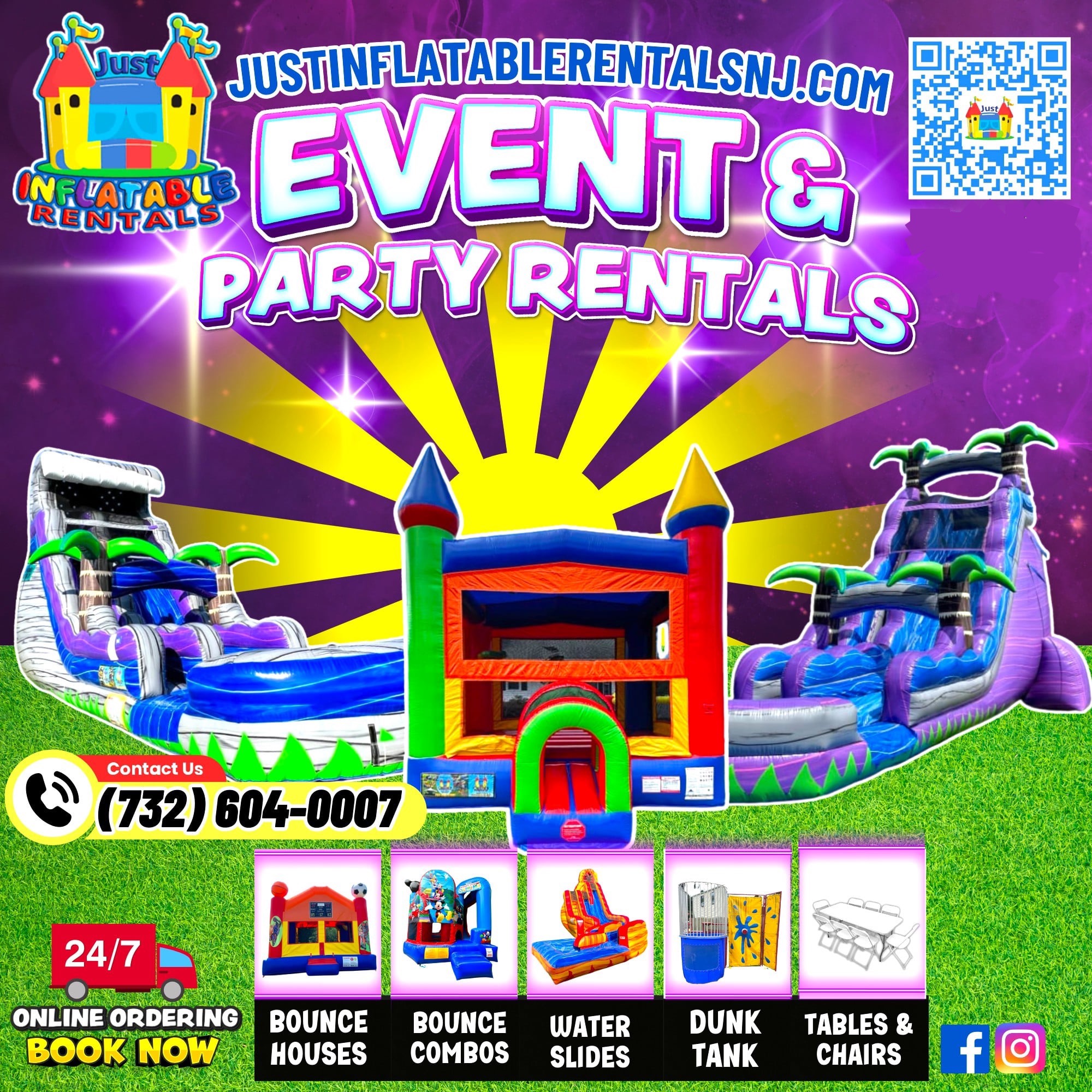 Just Inflatable Rentals Facebook ad: Chat with us