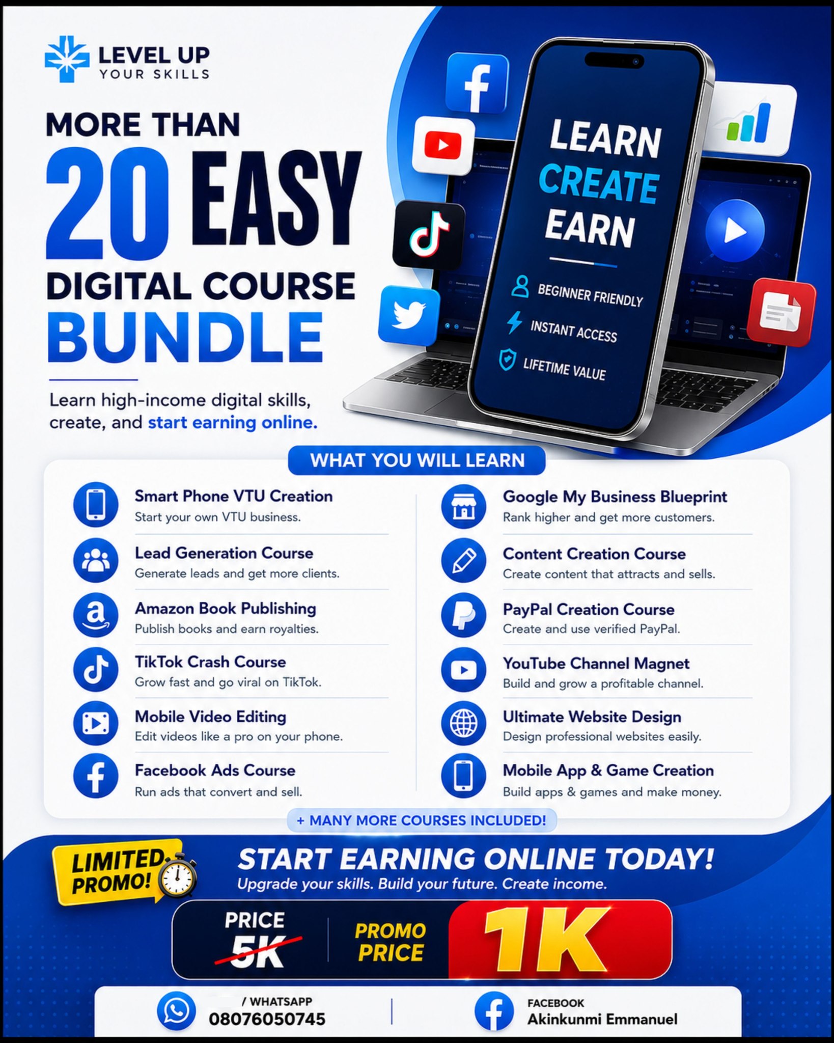 Akinkunmi Emmanuel Facebook ad: Start Your Digital Skills Journey Today
