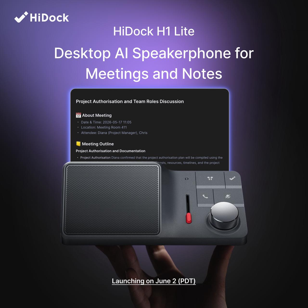 HiDock Facebook ad: Meet HiDock H1 Lite, the desktop AI speakerphone…