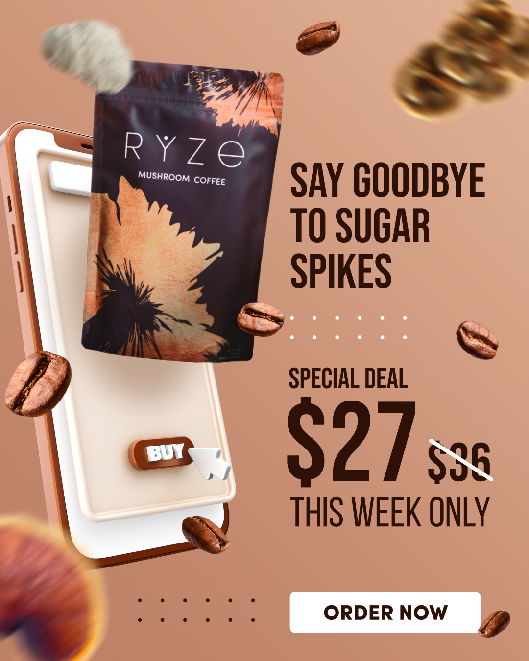 RYZE Superfoods Facebook ad