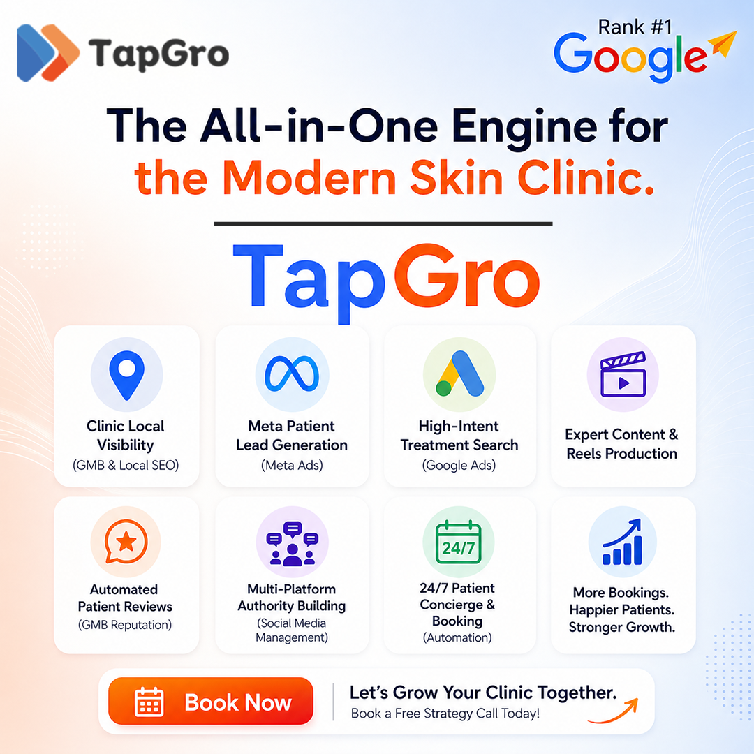 TapGro Facebook ad: Get More Patients for Your Skin Clinic-Book Your Free…