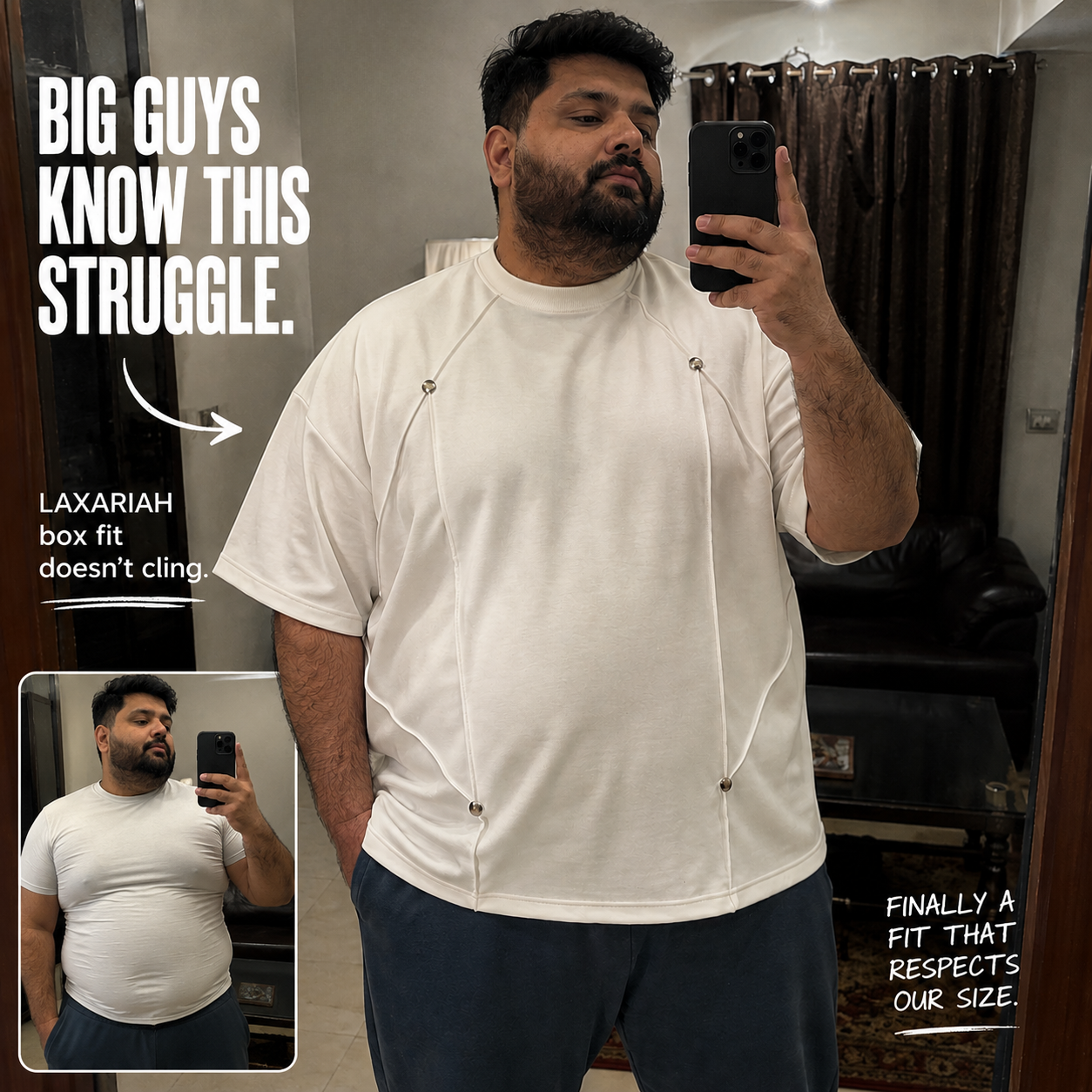 Laxariah Facebook ad: Your Shirt Is The Problem. We Fixed It