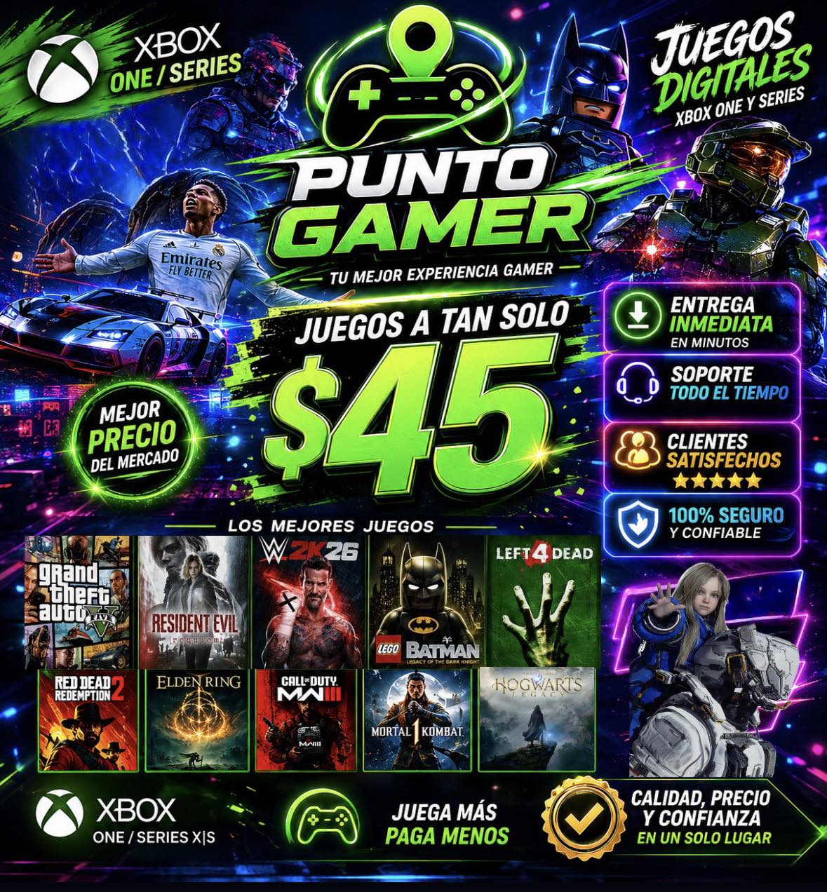 Punto Gamer Facebook ad: Videojuegos digitales de Xbox One y Series a…