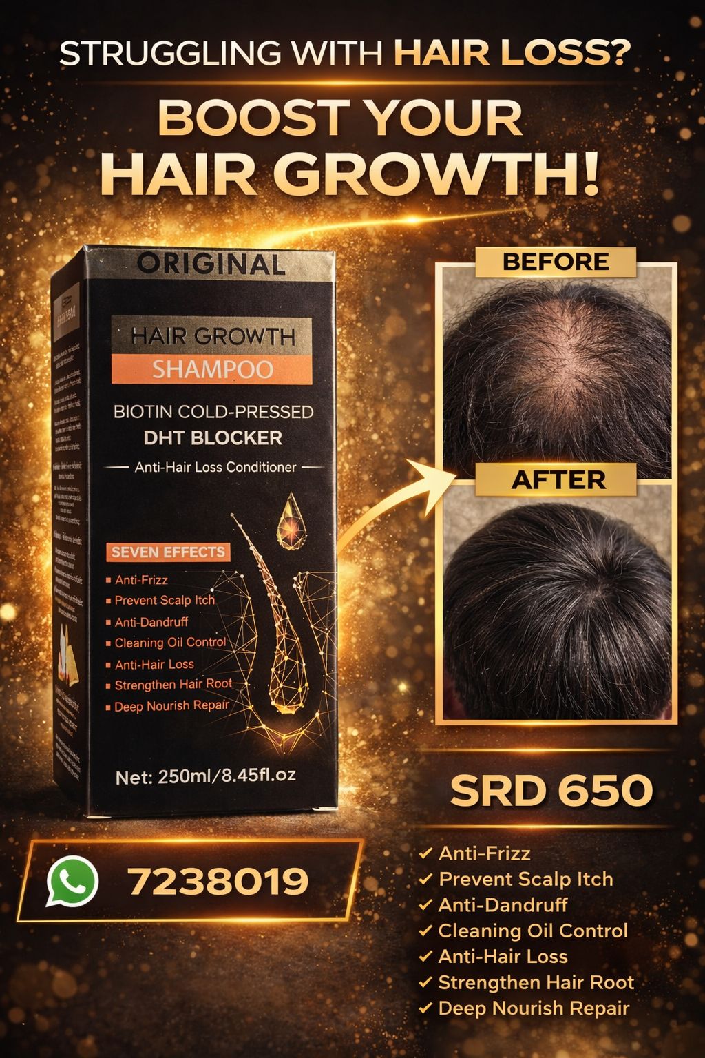 ALL SALES NV Facebook ad: HAIR GROWTH SHAMPOO, Sterker, voller en gezonder haar