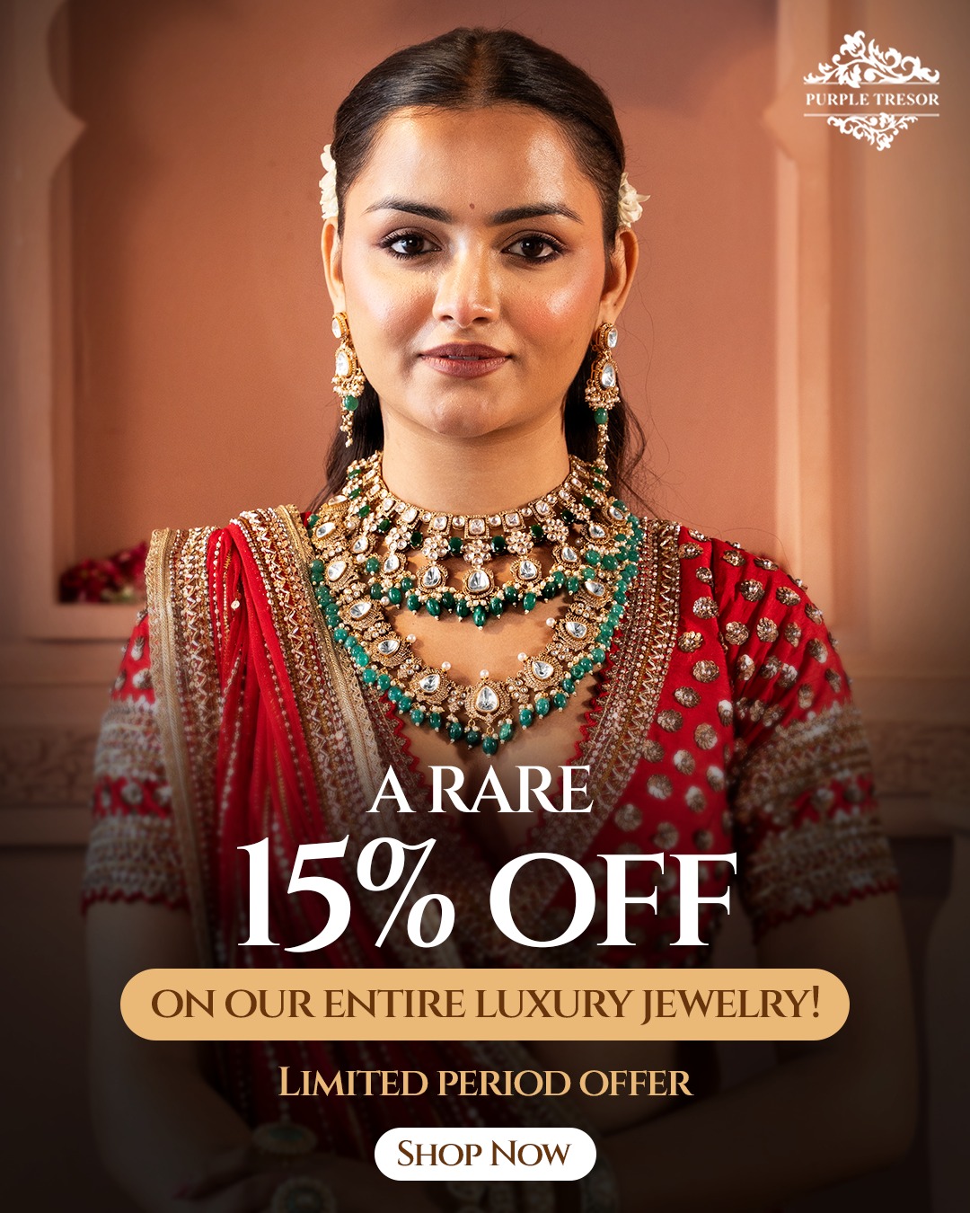 Purple Tresor Facebook ad: 15% Off Our Entire Collection