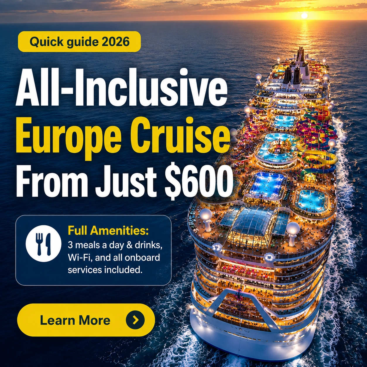Jessica Miller Facebook ad: All-Inclusive European Cruising Made Easy