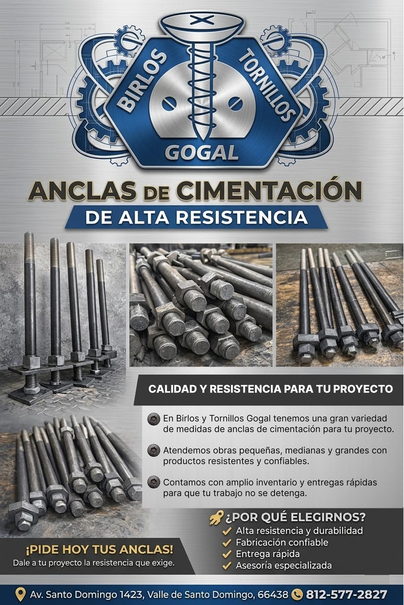 Birlos Y Tornillos GOGAL Facebook ad: Anclas de Cimentación GOGAL