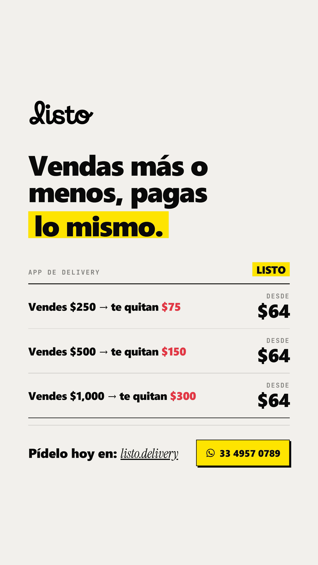 Calisto menu digital Facebook ad: cobro en efectivo + deposito semanal SPEI