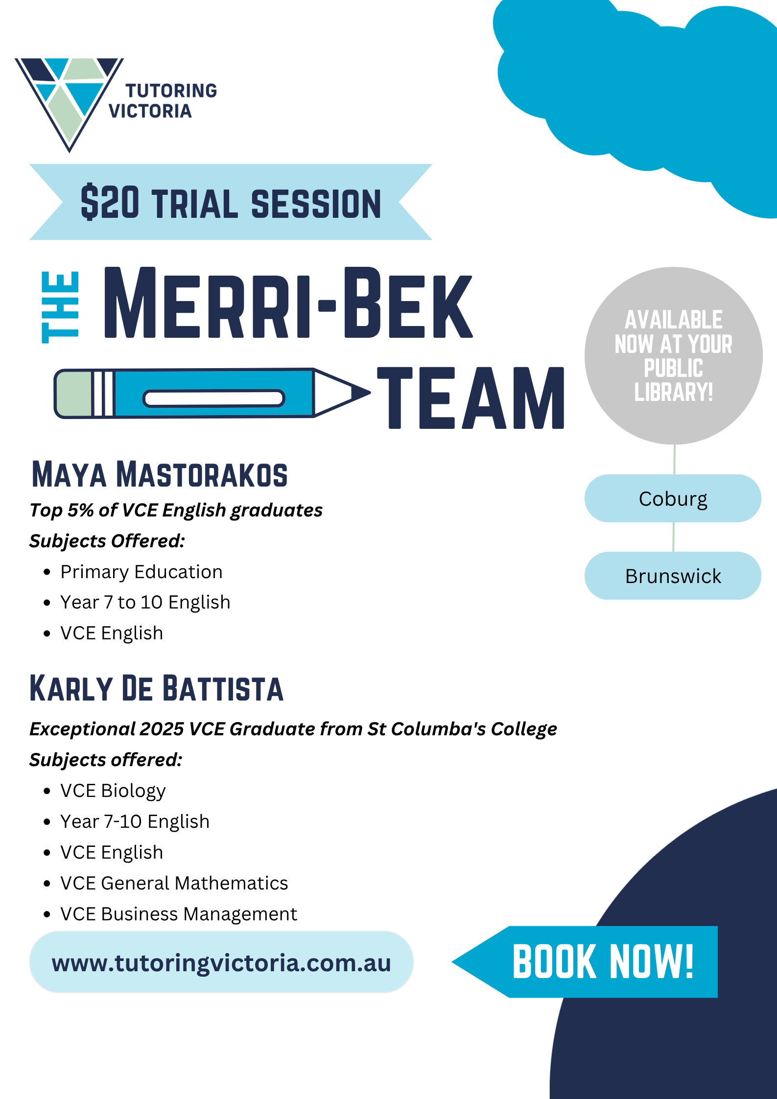 Tutoring Victoria Facebook ad: Book a $20 Trial Session