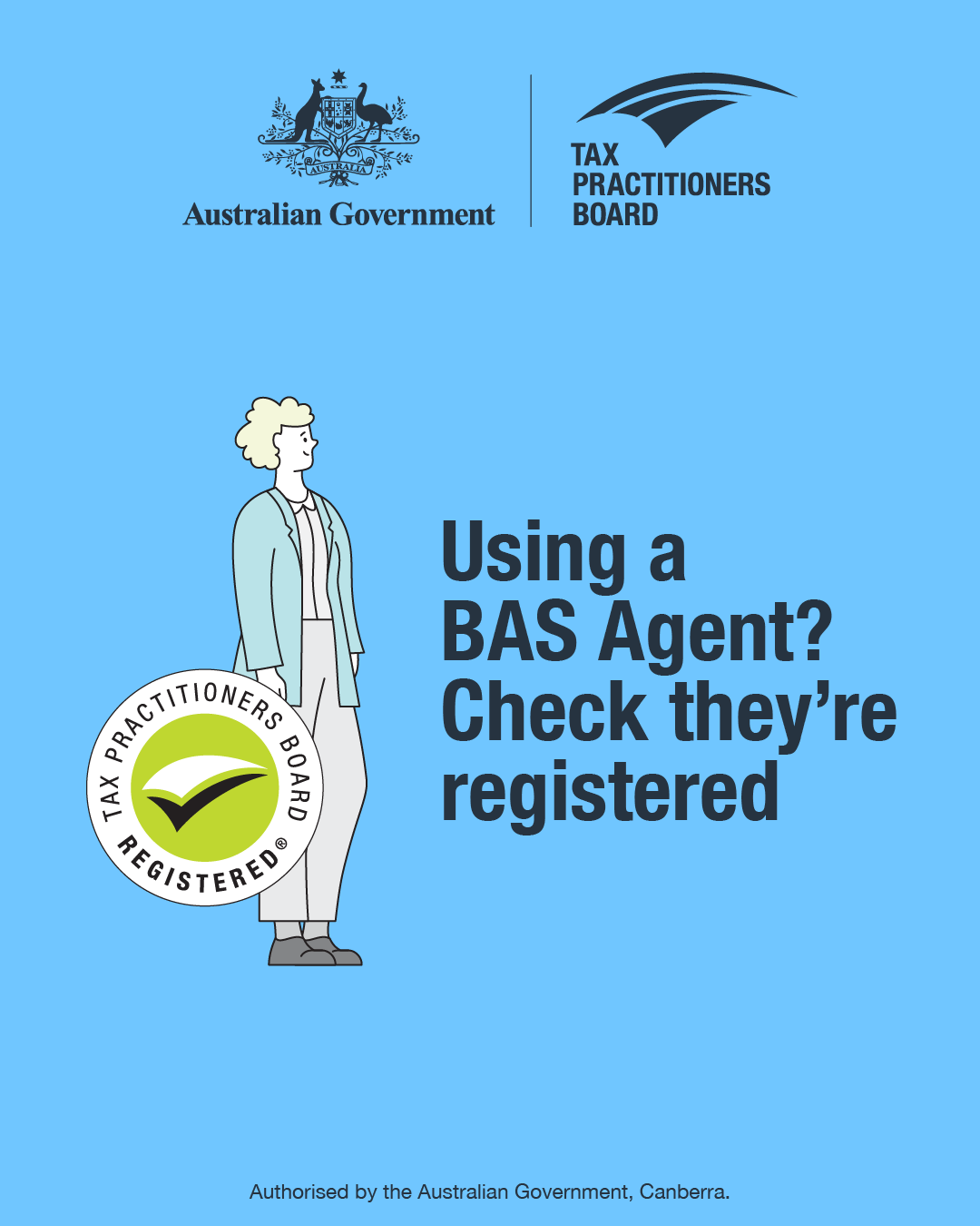 Tax Practitioners Board Facebook ad: Using a BAS agent? Check they're registered