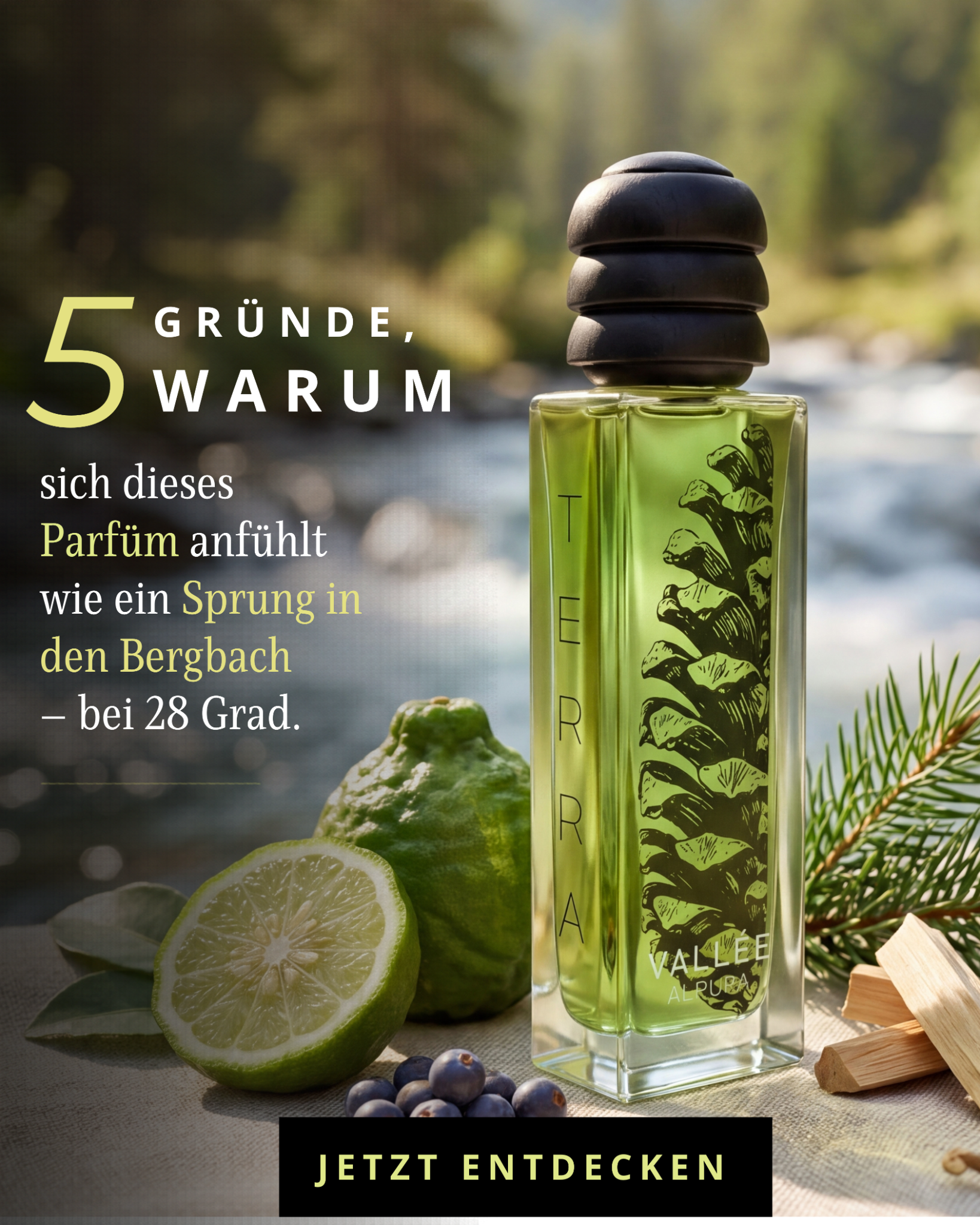 Vallée Alpura Facebook ad: Frische, die nicht nach 10 Min. weg ist
