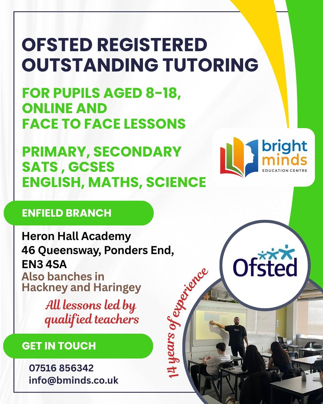 Bright Minds Education Centre -Dershane Facebook ad: QUALITY TUITION IN ENFIELD