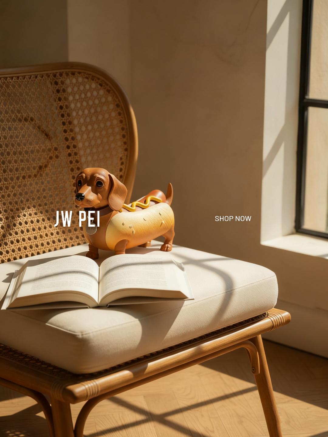 JW PEI Facebook ad: Dachshund Hot Dog Bag - Brown/Yellow