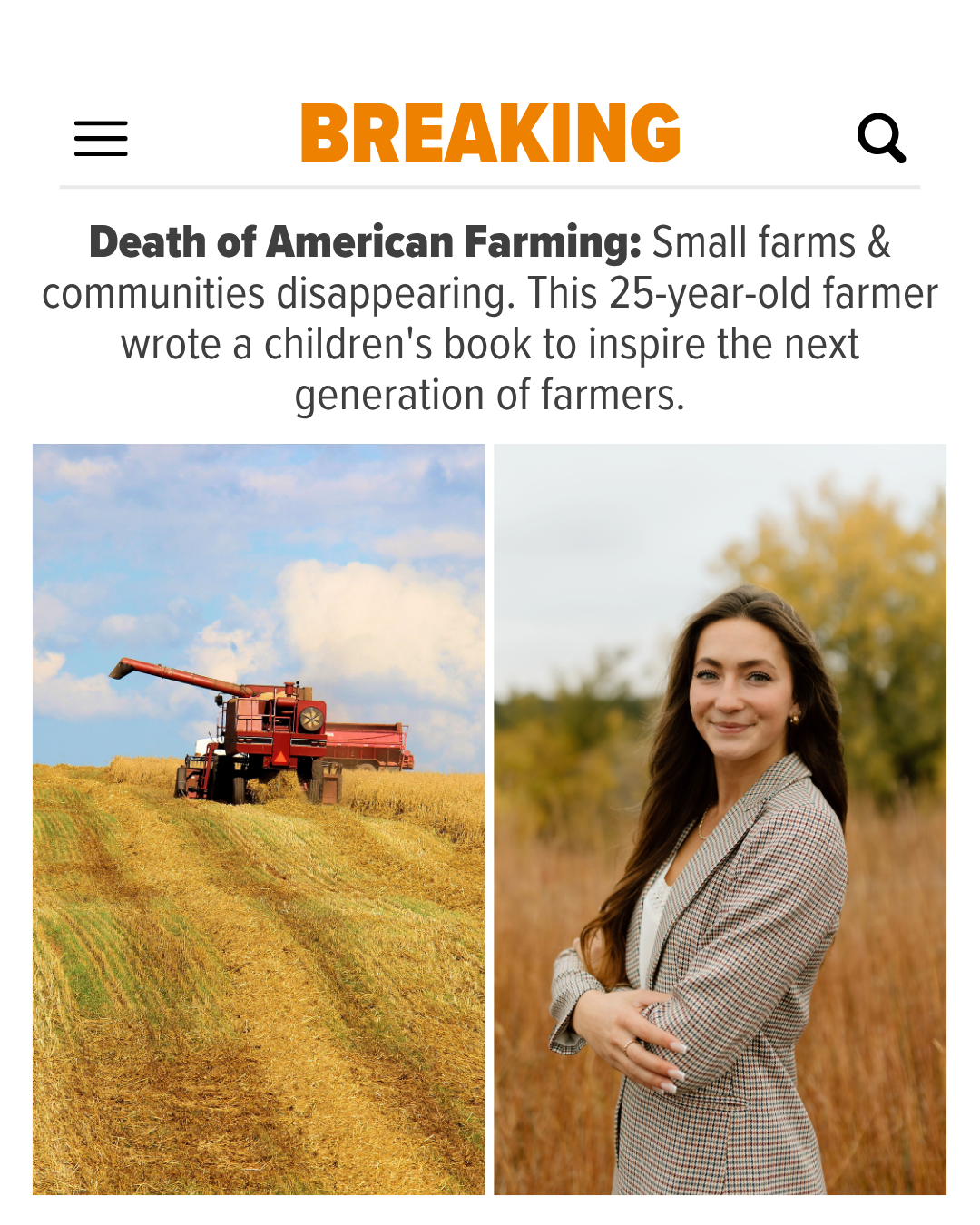 Laura Farms Facebook ad: Help Save the Future of Farming