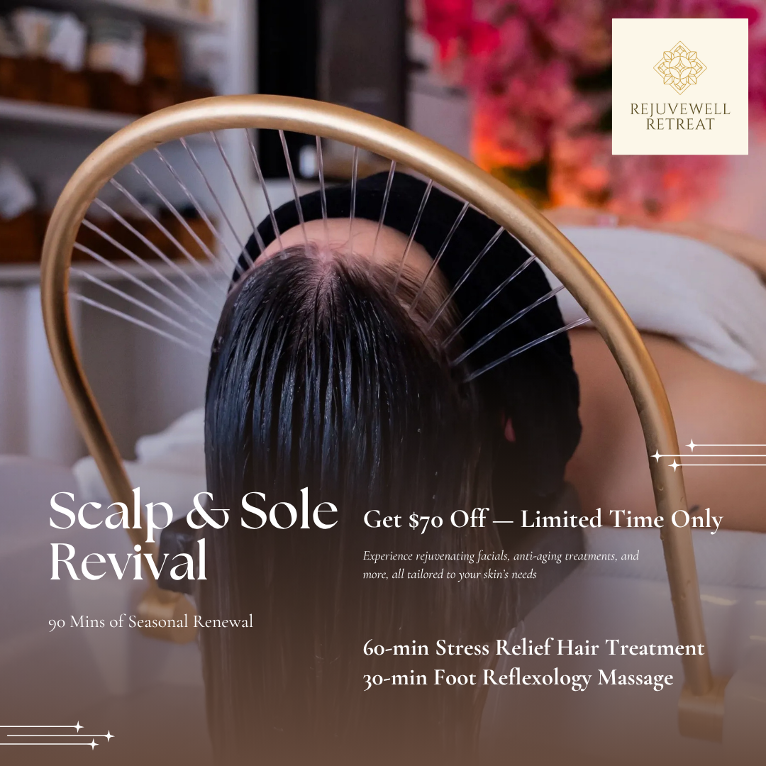 Rejuvewell Retreat Facebook ad: Scalp & Sole Revival | Rejuvewell Retreat