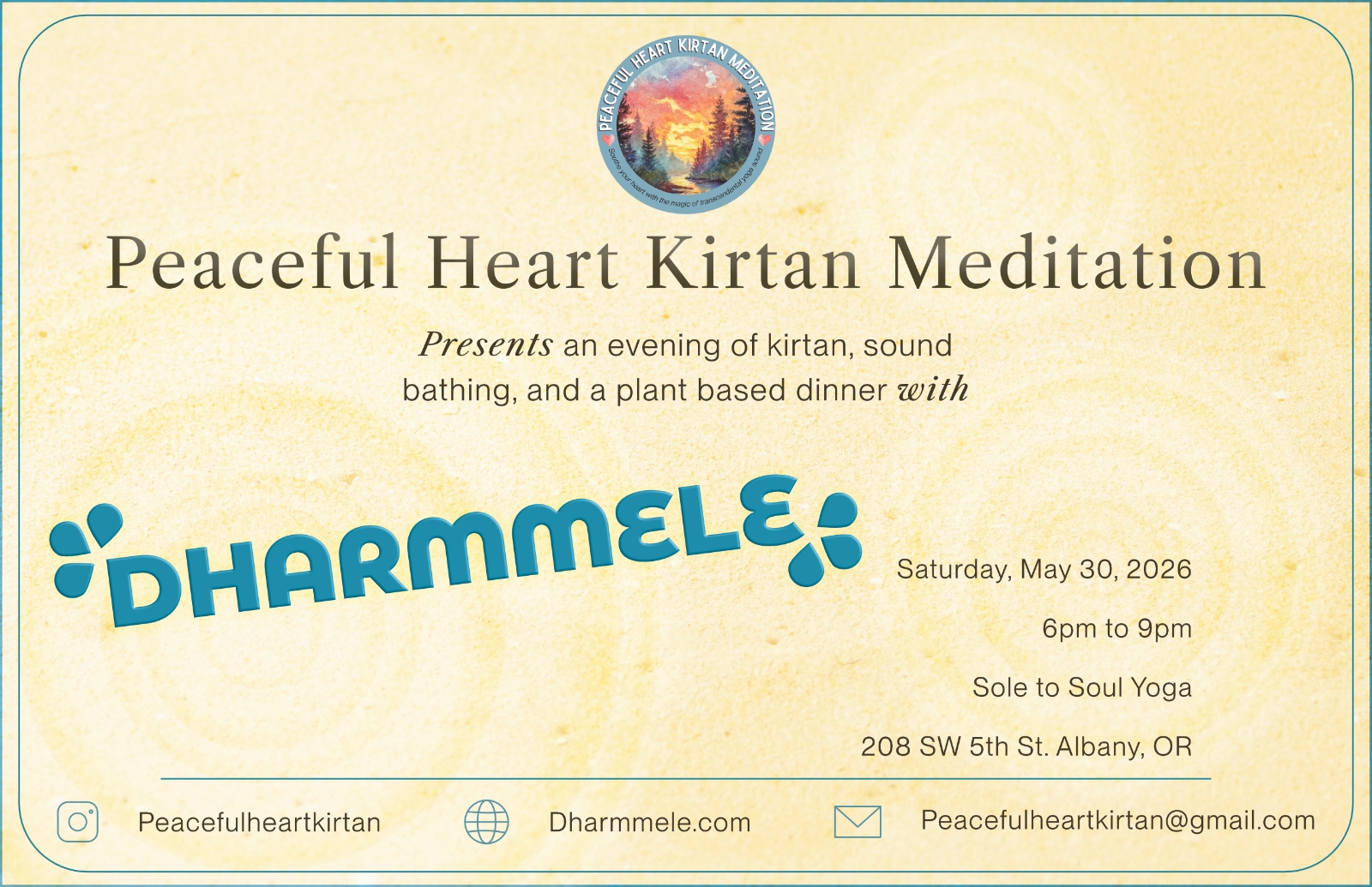 Dharmmele Facebook ad: Albany Kirtan Event by Peaceful Heart Kirtan Meditation…