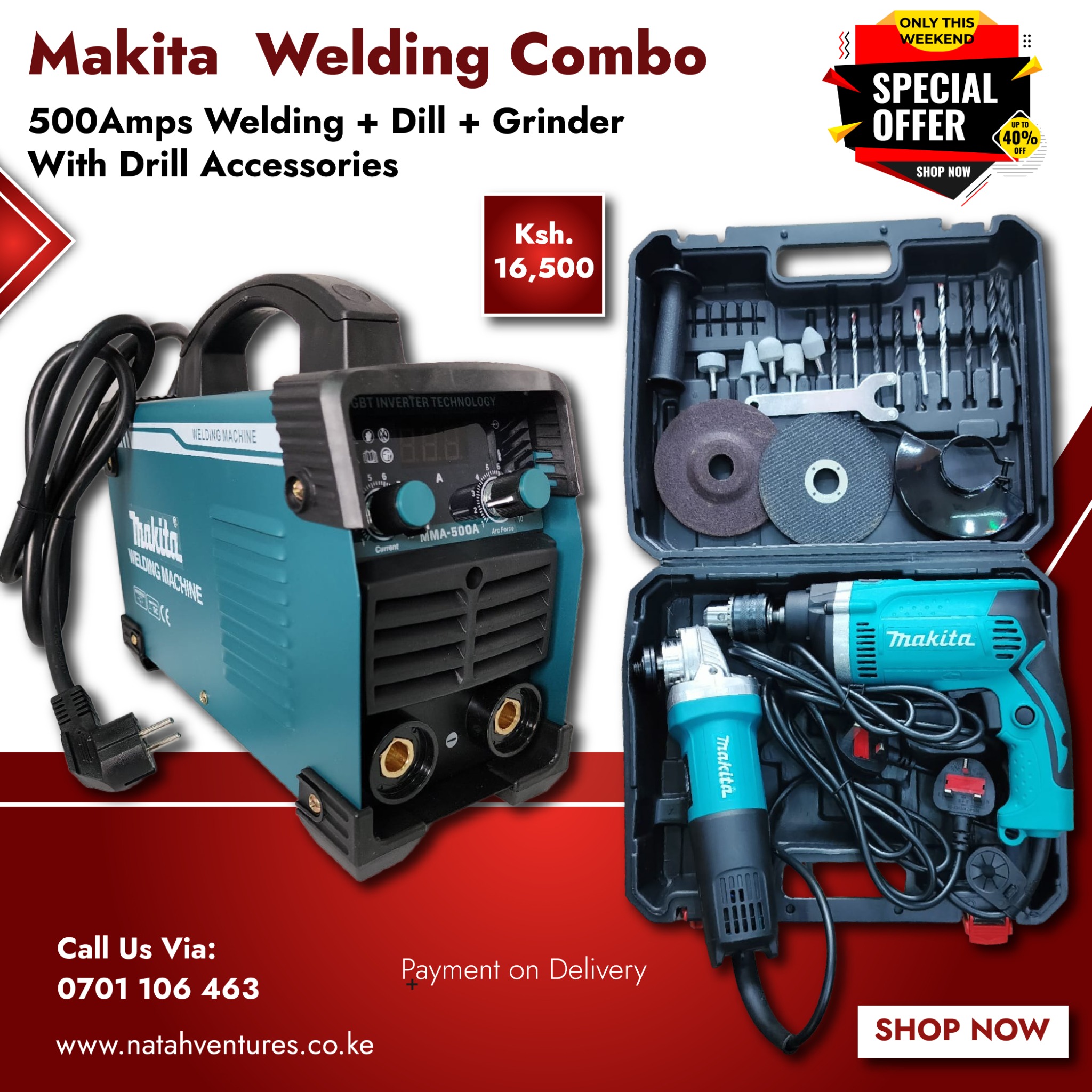 Natah Ventures Facebook ad: 3 in 1 Makita Welding Combo at Ksh. 16,500