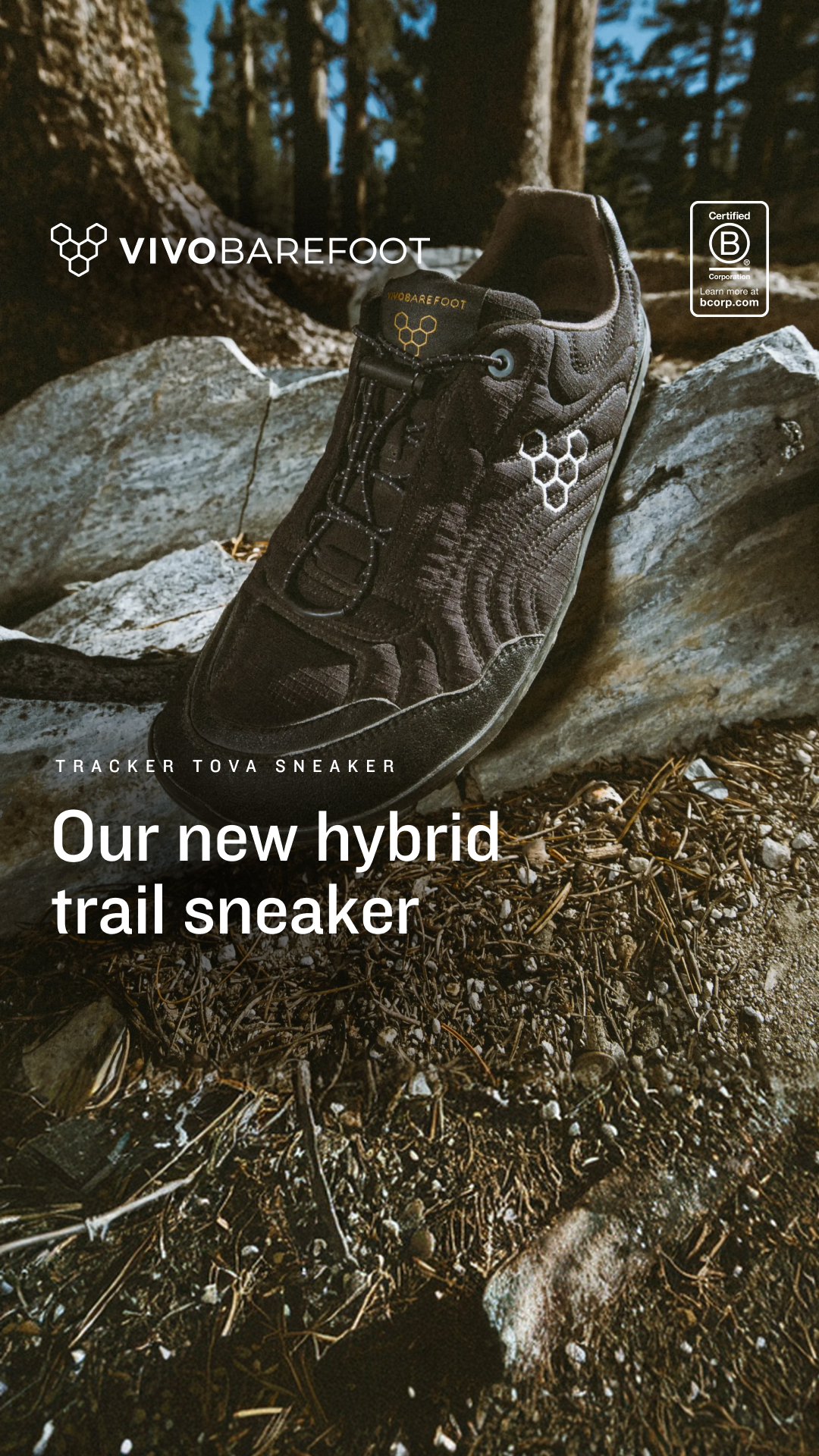 Vivobarefoot Facebook ad: Built for the trail. Made for play.