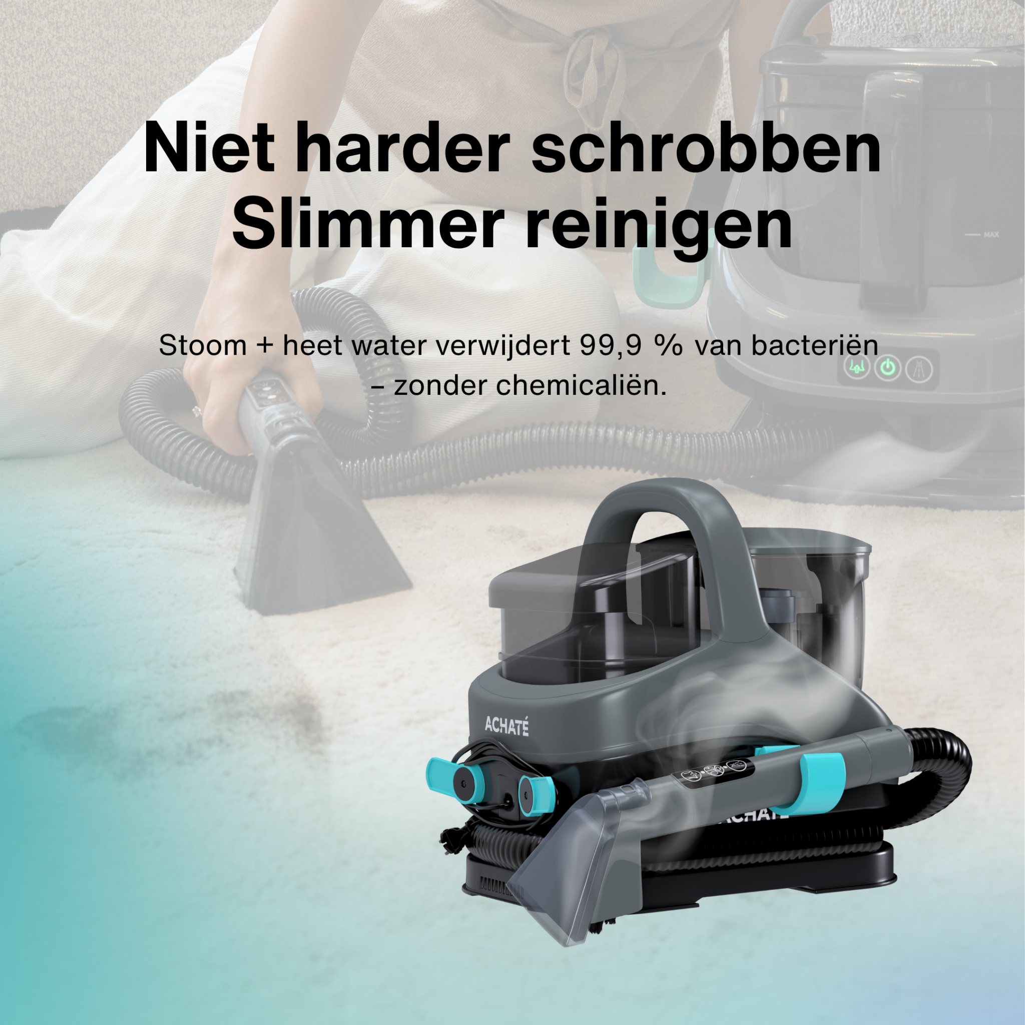 Achaté Facebook ad: Met stoom én heet water- Reinig jij straks als een…