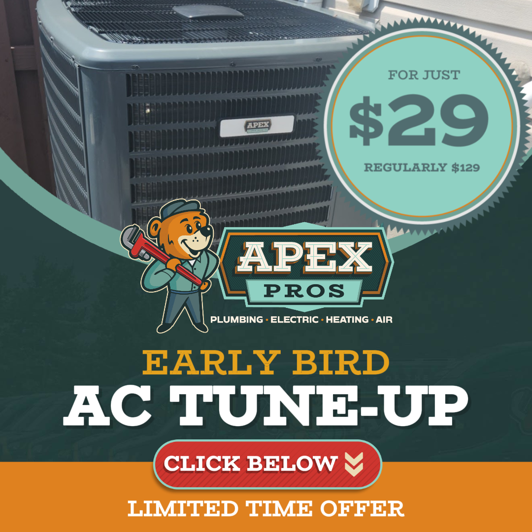 Apex Pros Plumbing, Electric, Heating, and Air Facebook ad: $29 AC Tune-Up (Limited Time)