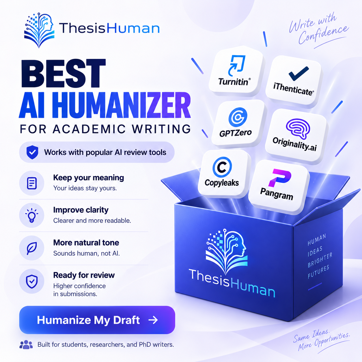 ThesisHuman Facebook ad: Humanize Your Academic Writing
