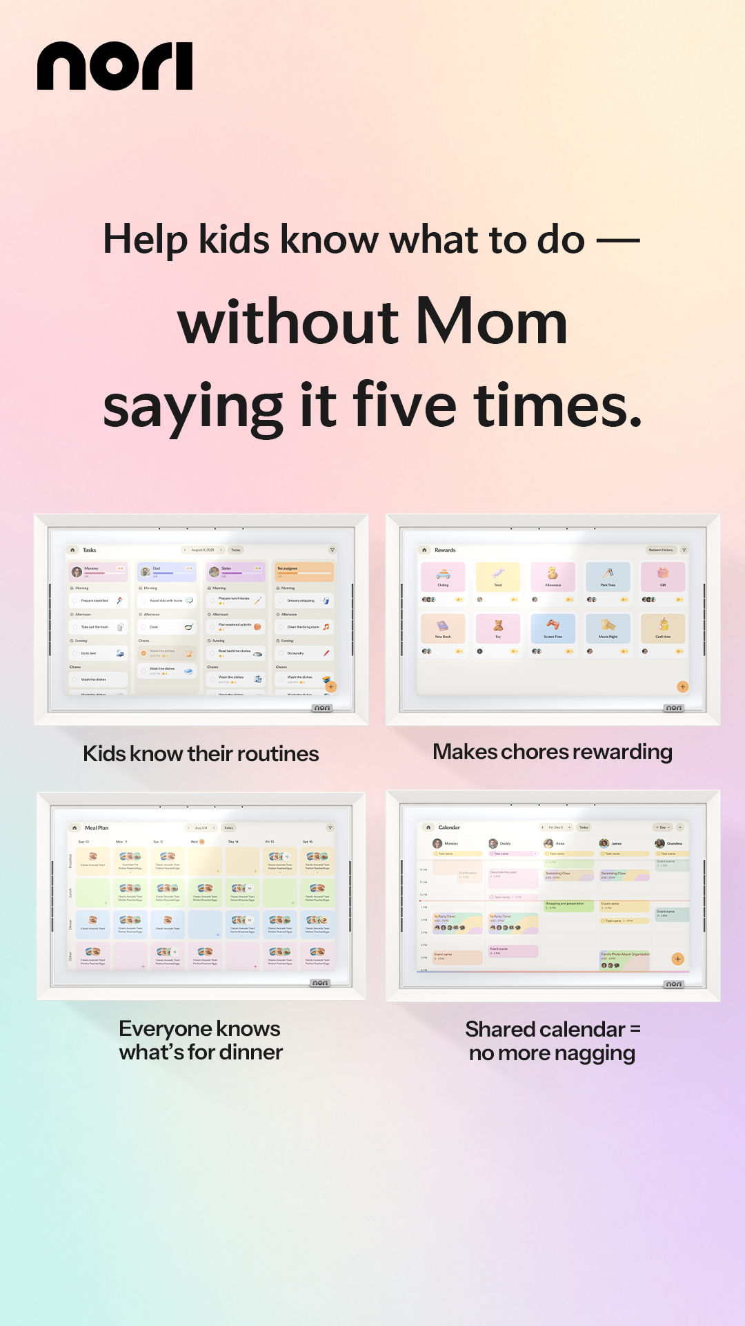 Nori Family Hub Facebook ad: Your Family's Day, Organized by Nori Family Hub