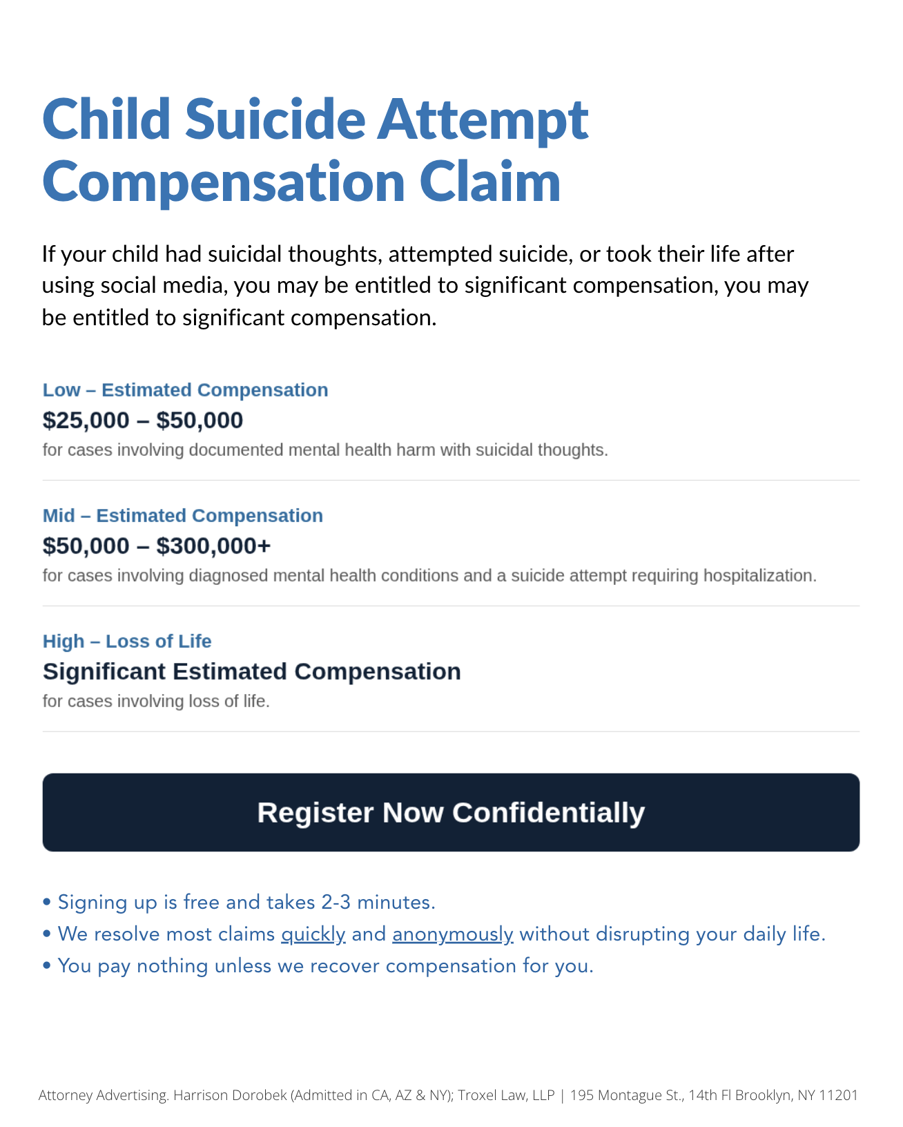 Parents Compensation Claims Facebook ad