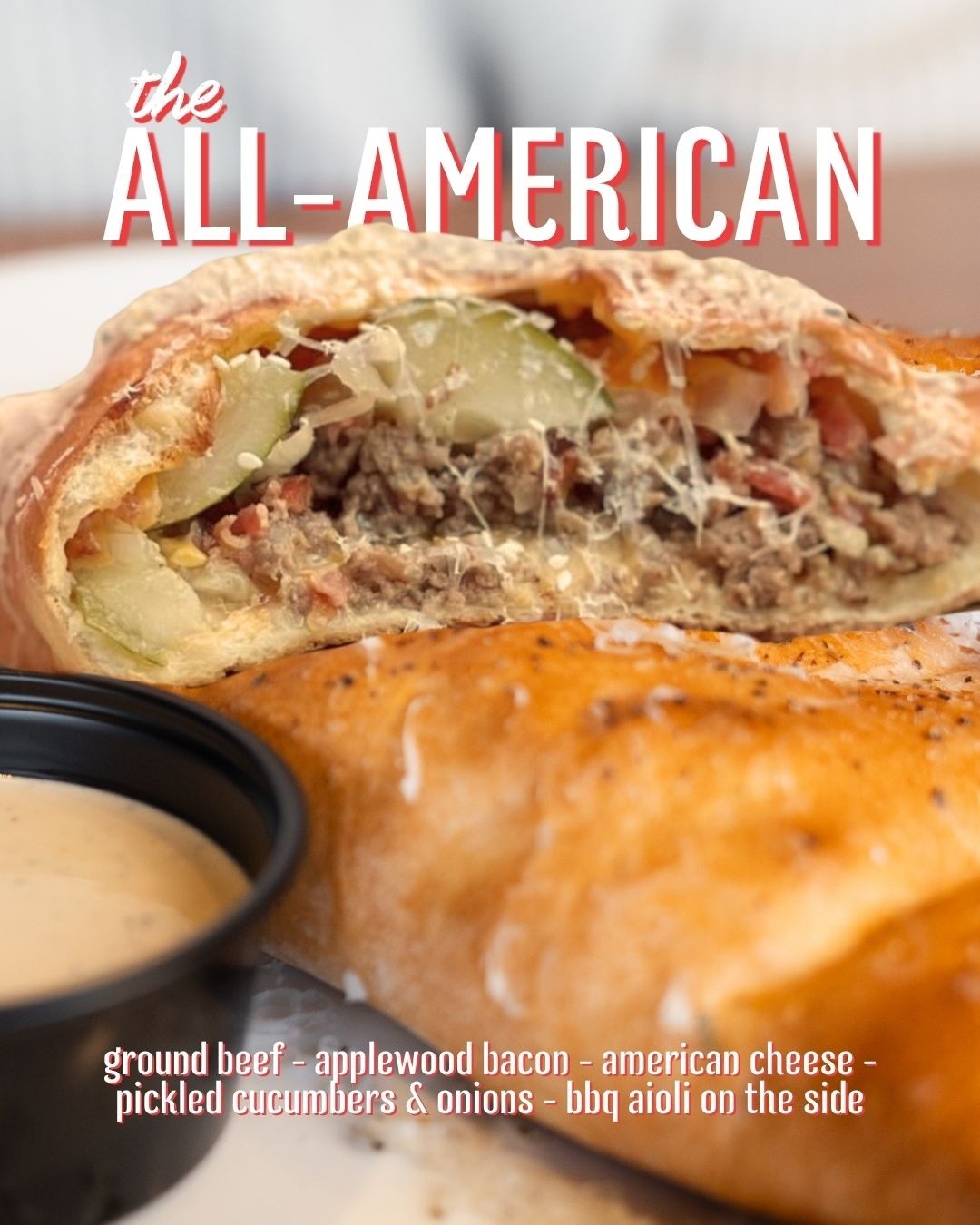 Sauce on the Side Facebook ad: We agree, the creator of the All-American calzone…