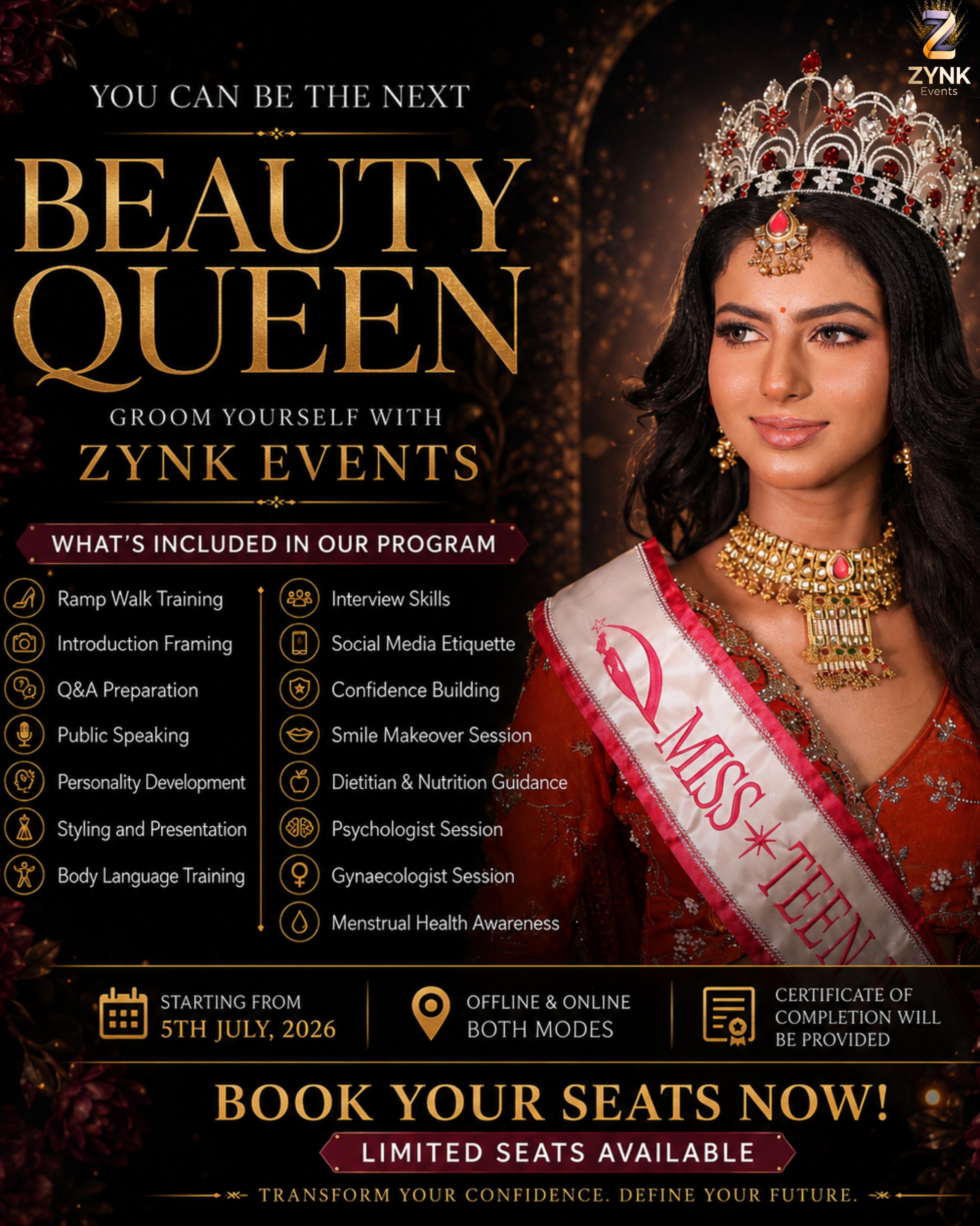 Zynk Events Facebook ad: YOU could be the next BEAUTY QUEEN!