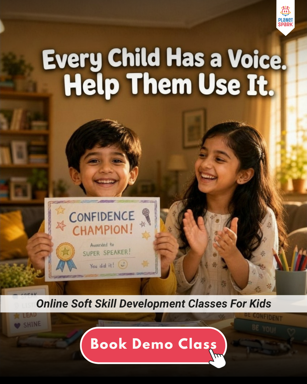 PlanetSpark - The Public Speaking Expert Facebook ad: Live 1:1 Public Speaking & Creative Writing Classes |…