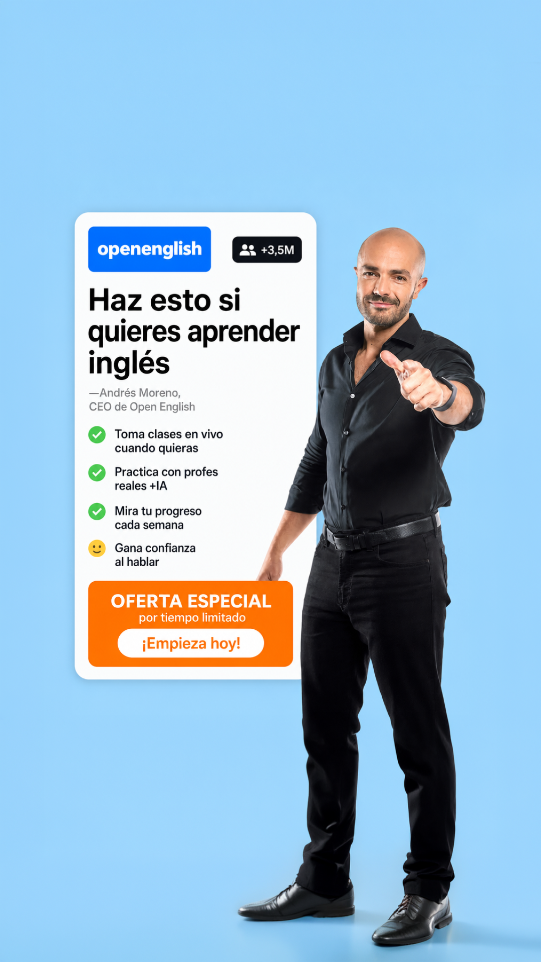 Open English Facebook ad: ¡Transforma Tu Futuro con esta Oferta Especial!