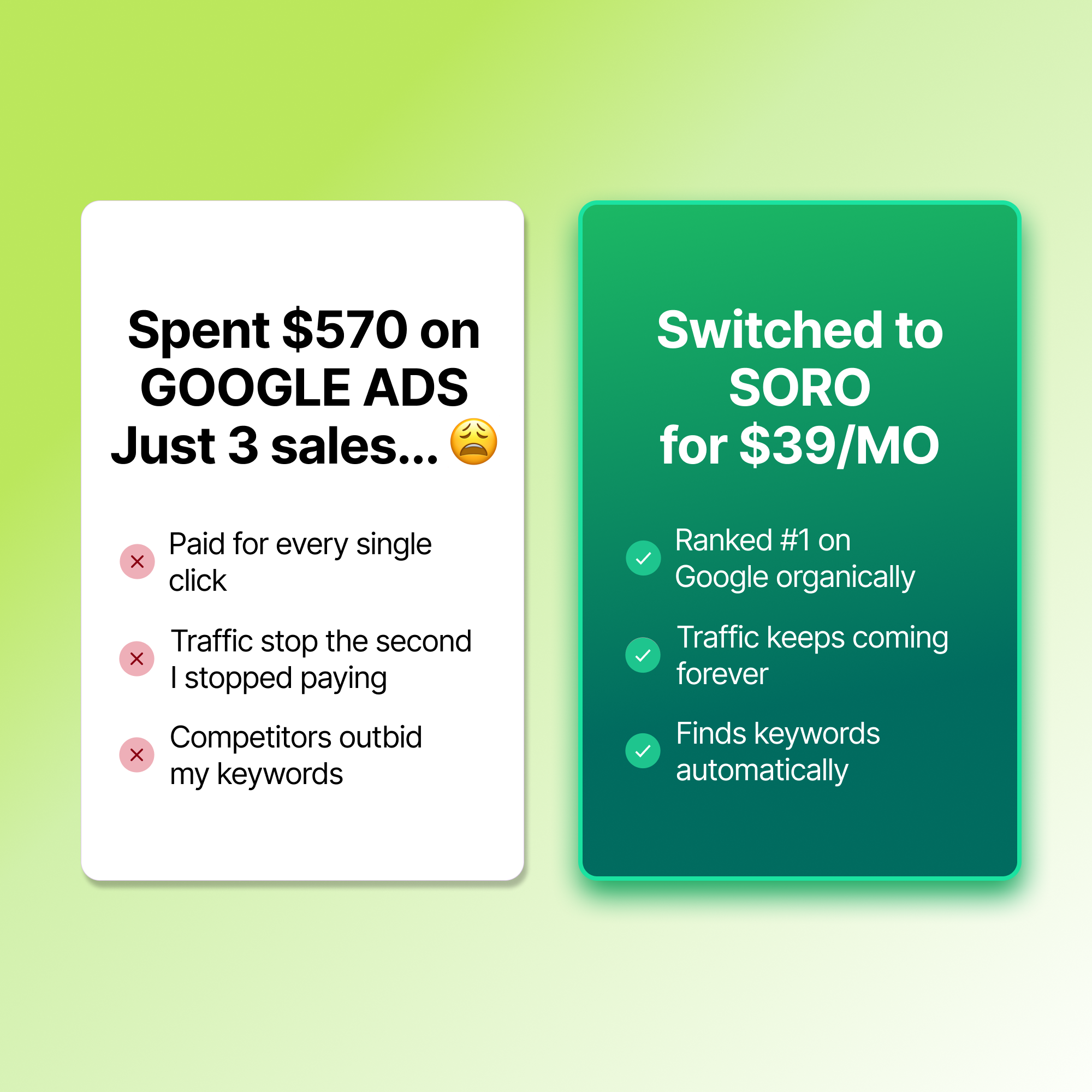 Soro SEO Facebook ad